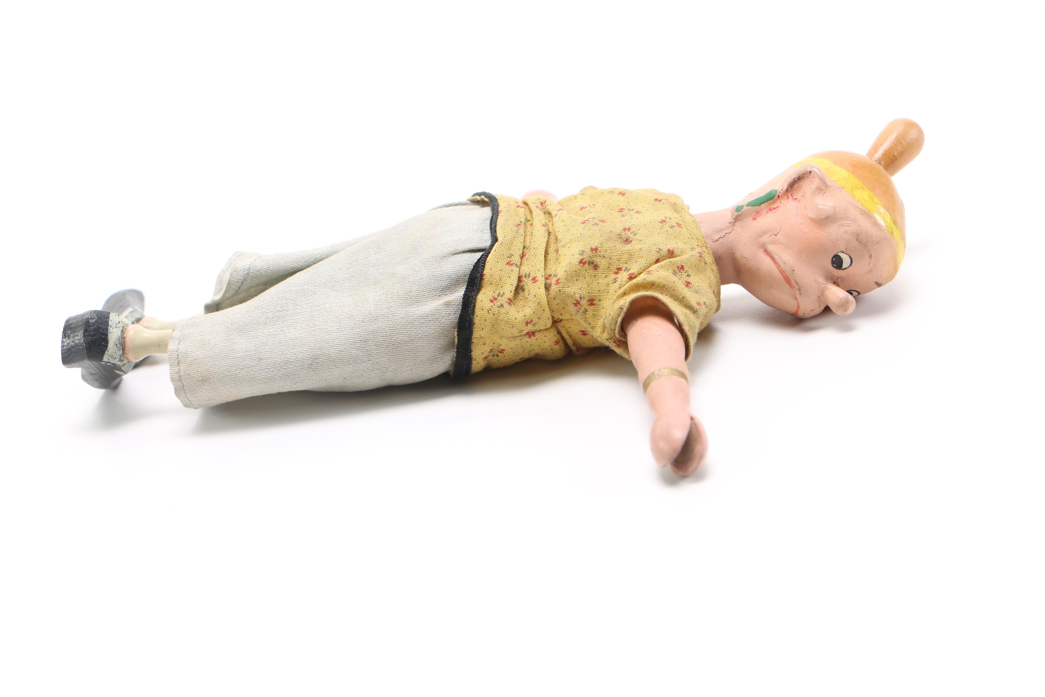 "Bringing Up Father" Wood Carved Dolls Maggie and Jiggs