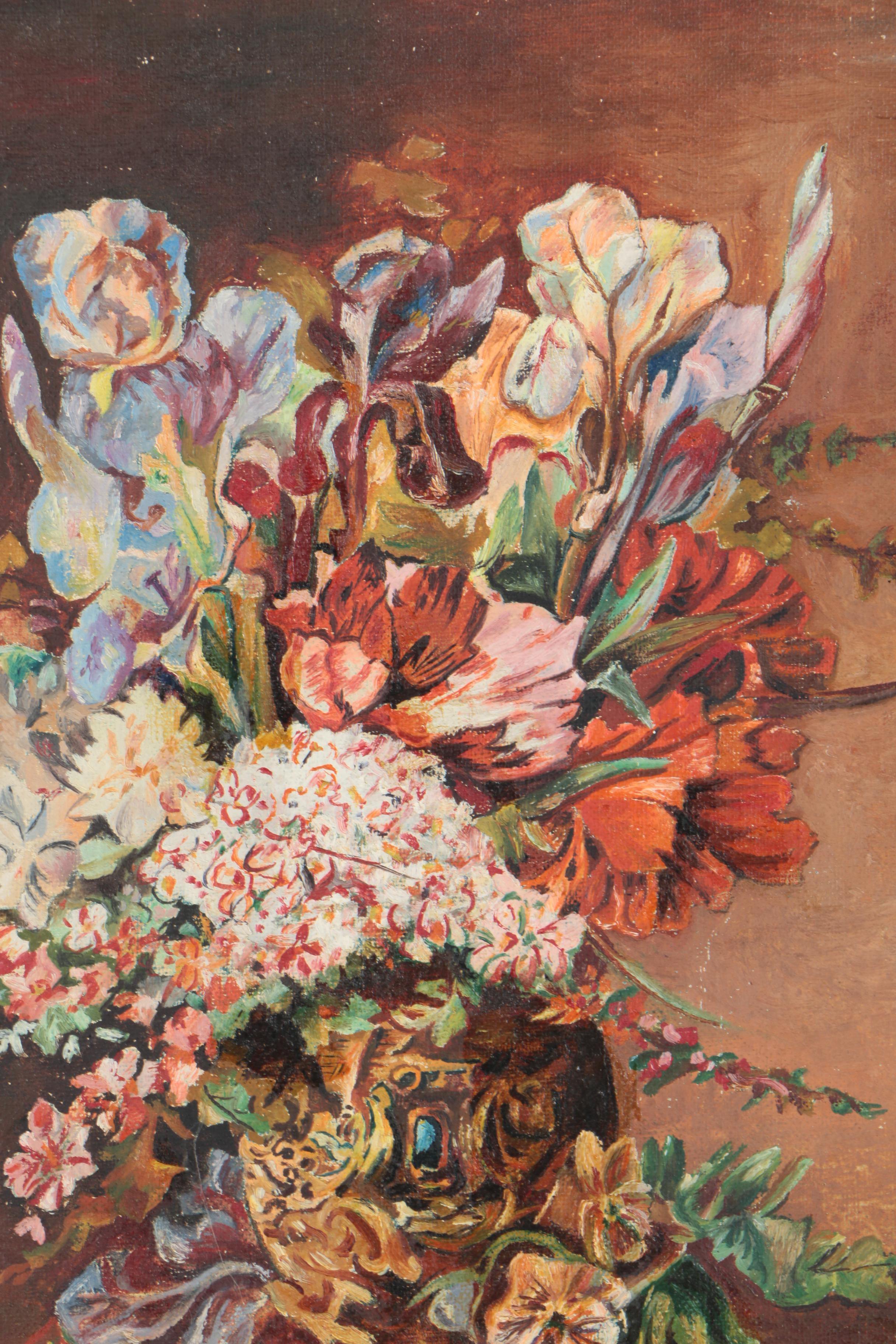 E. W. Carmichael Oil Painting on Canvas Board of Still Life