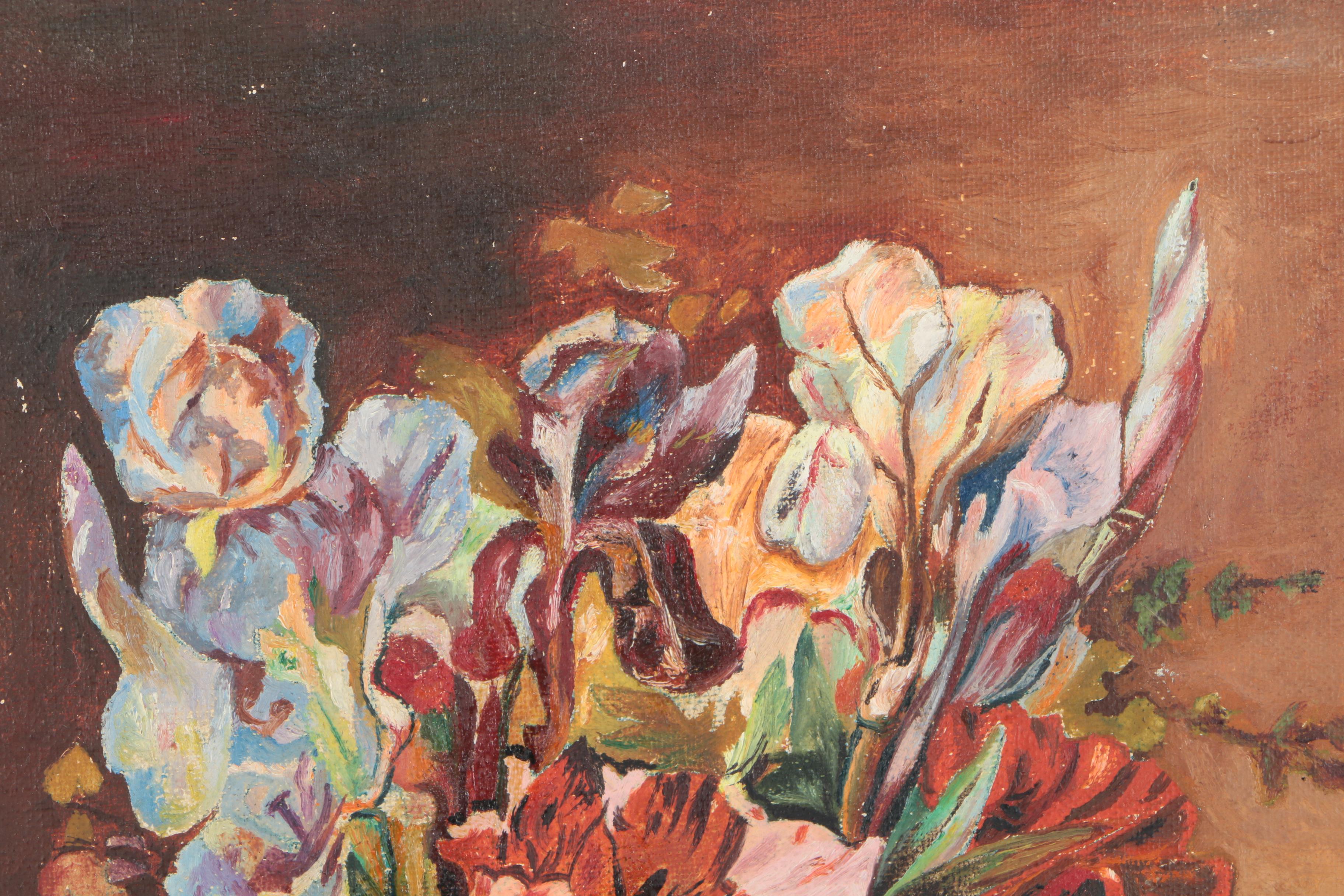 E. W. Carmichael Oil Painting on Canvas Board of Still Life