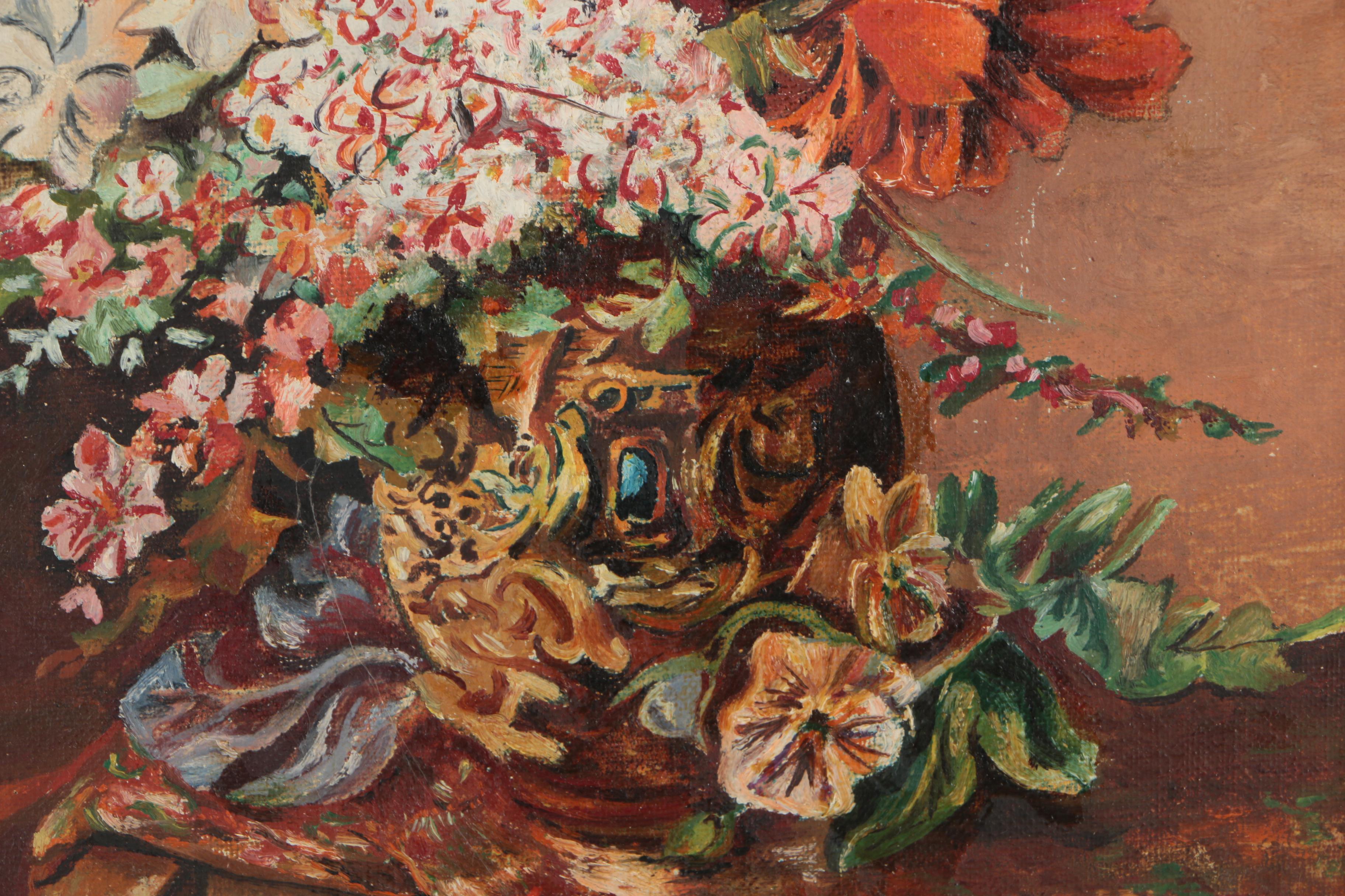 E. W. Carmichael Oil Painting on Canvas Board of Still Life