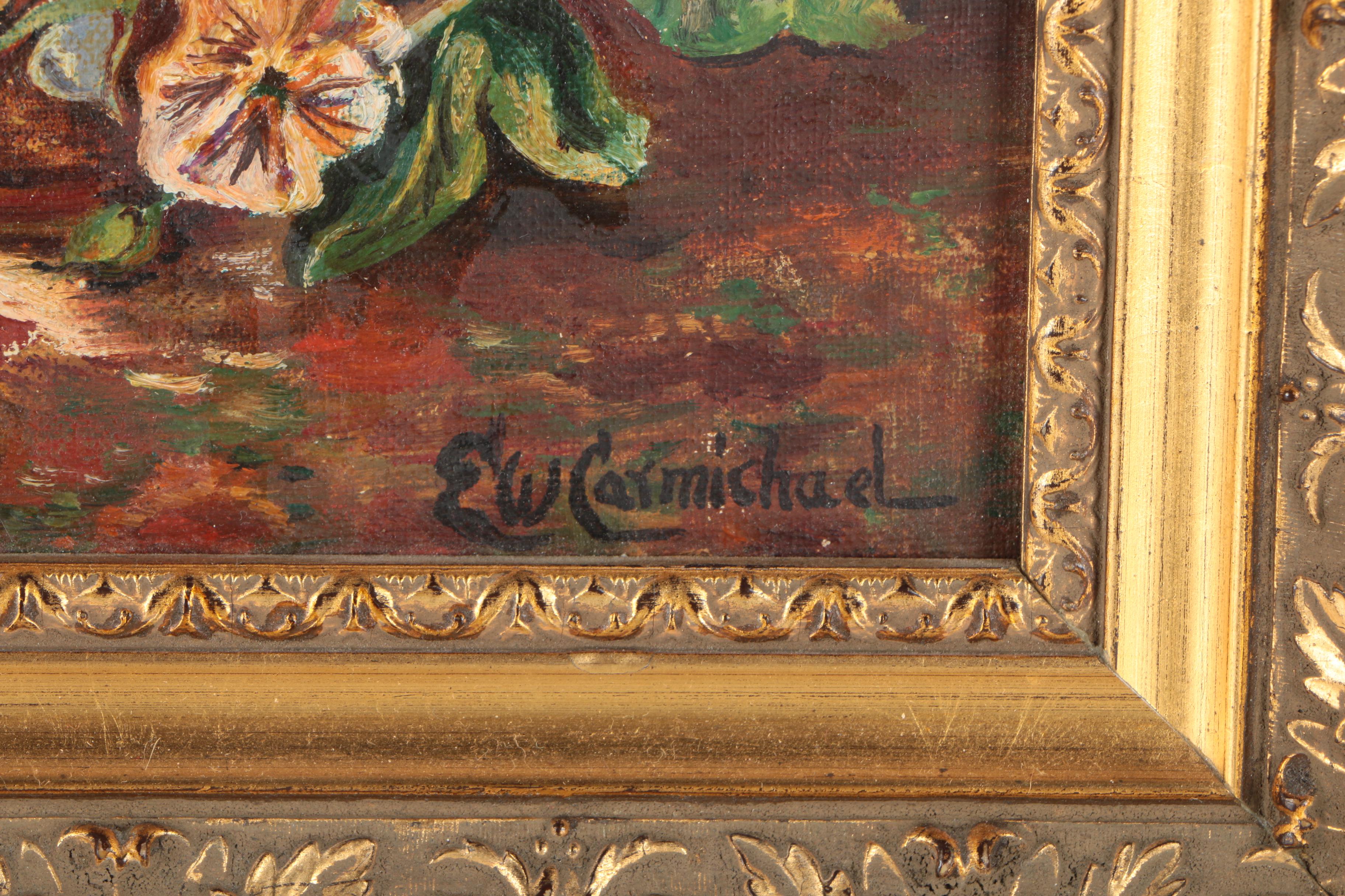 E. W. Carmichael Oil Painting on Canvas Board of Still Life