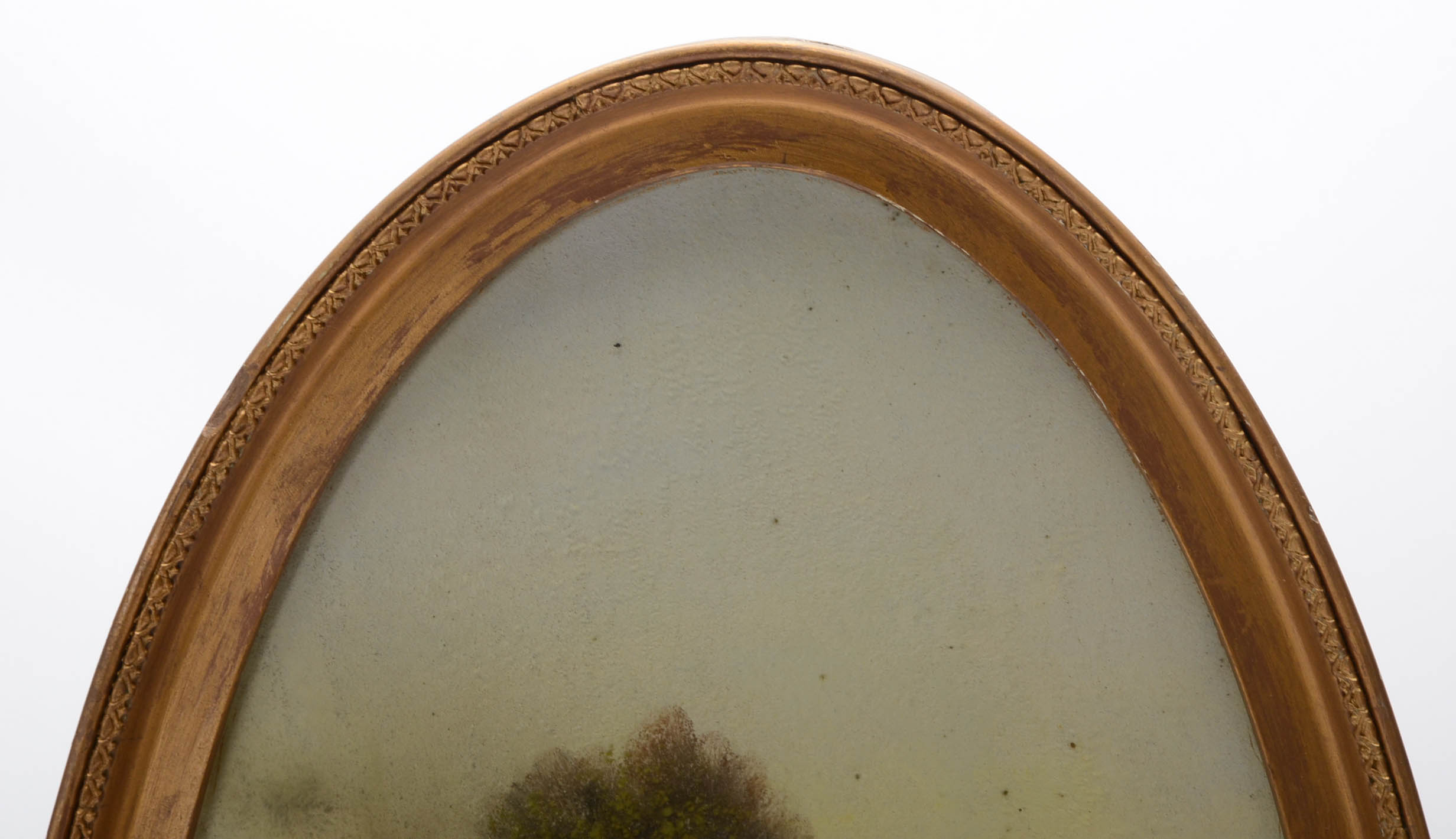 Antique Ovular Pastel Landscape Drawing