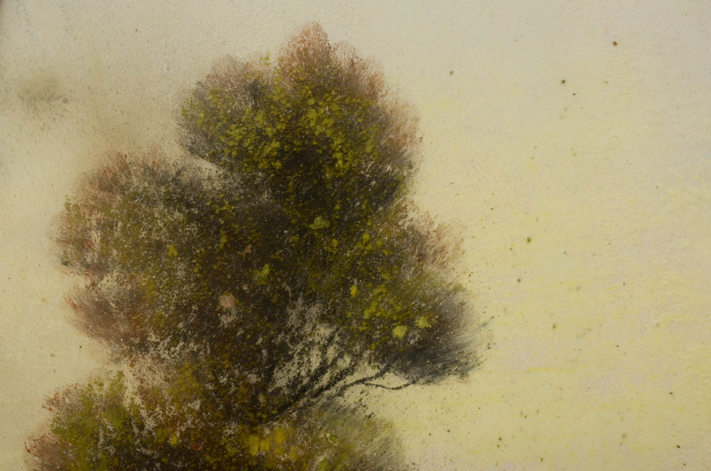 Antique Ovular Pastel Landscape Drawing