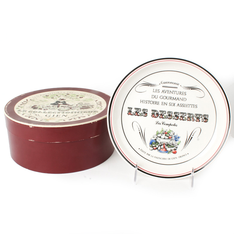 Gien France Les Adventures Du Gourmand Dessert Plate Set
