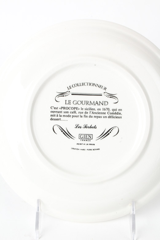 Gien France Les Adventures Du Gourmand Dessert Plate Set