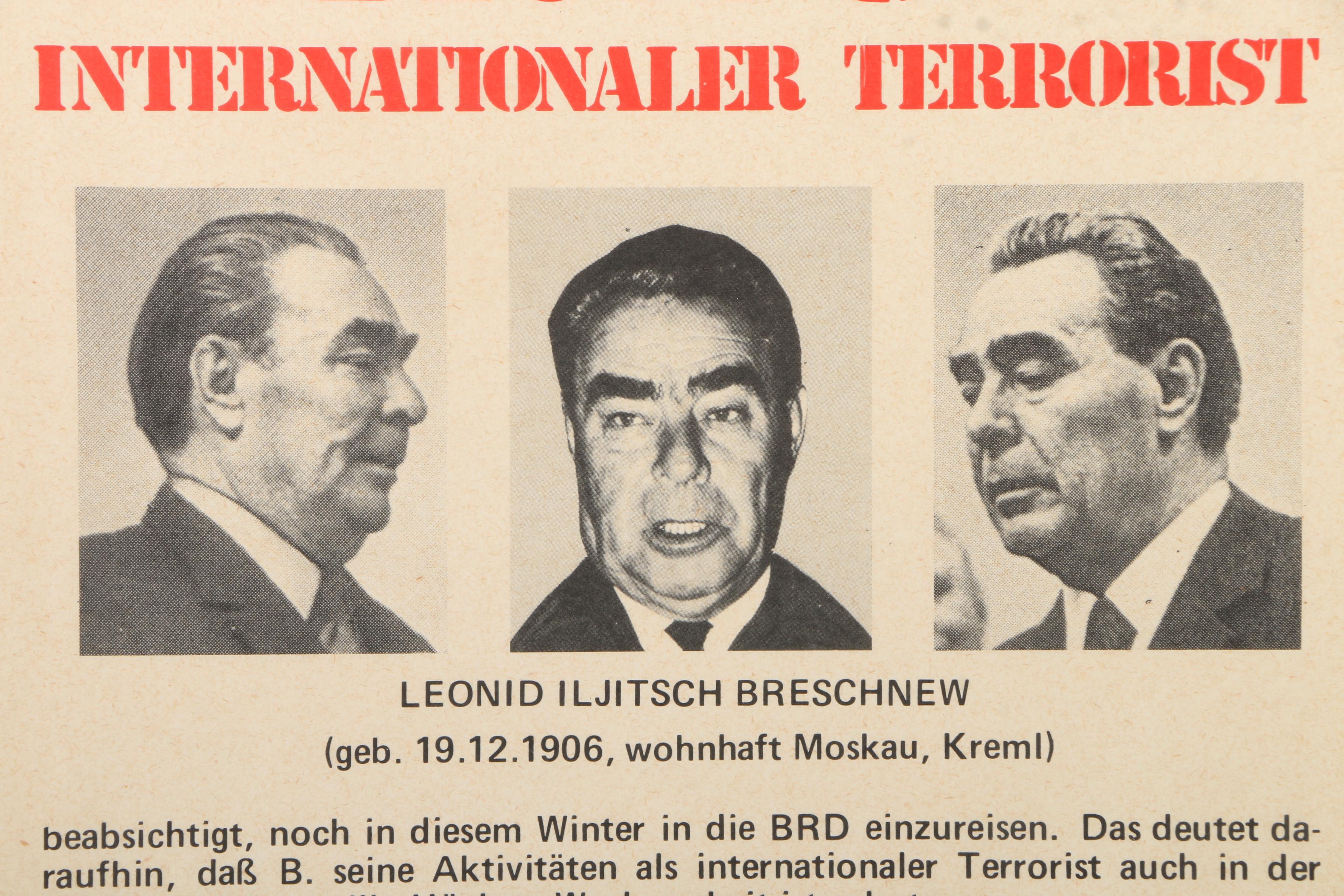 Cold War Era German Leonid Brezhnev Political Poster