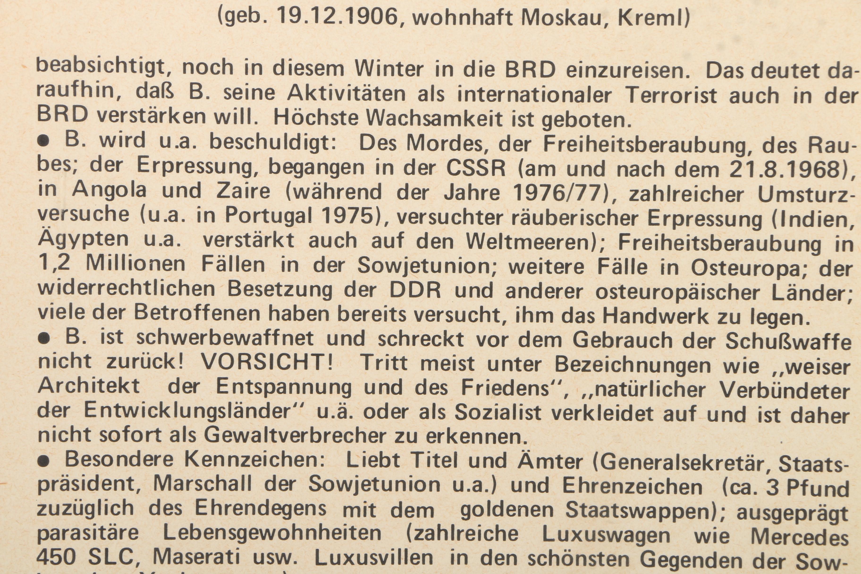 Cold War Era German Leonid Brezhnev Political Poster