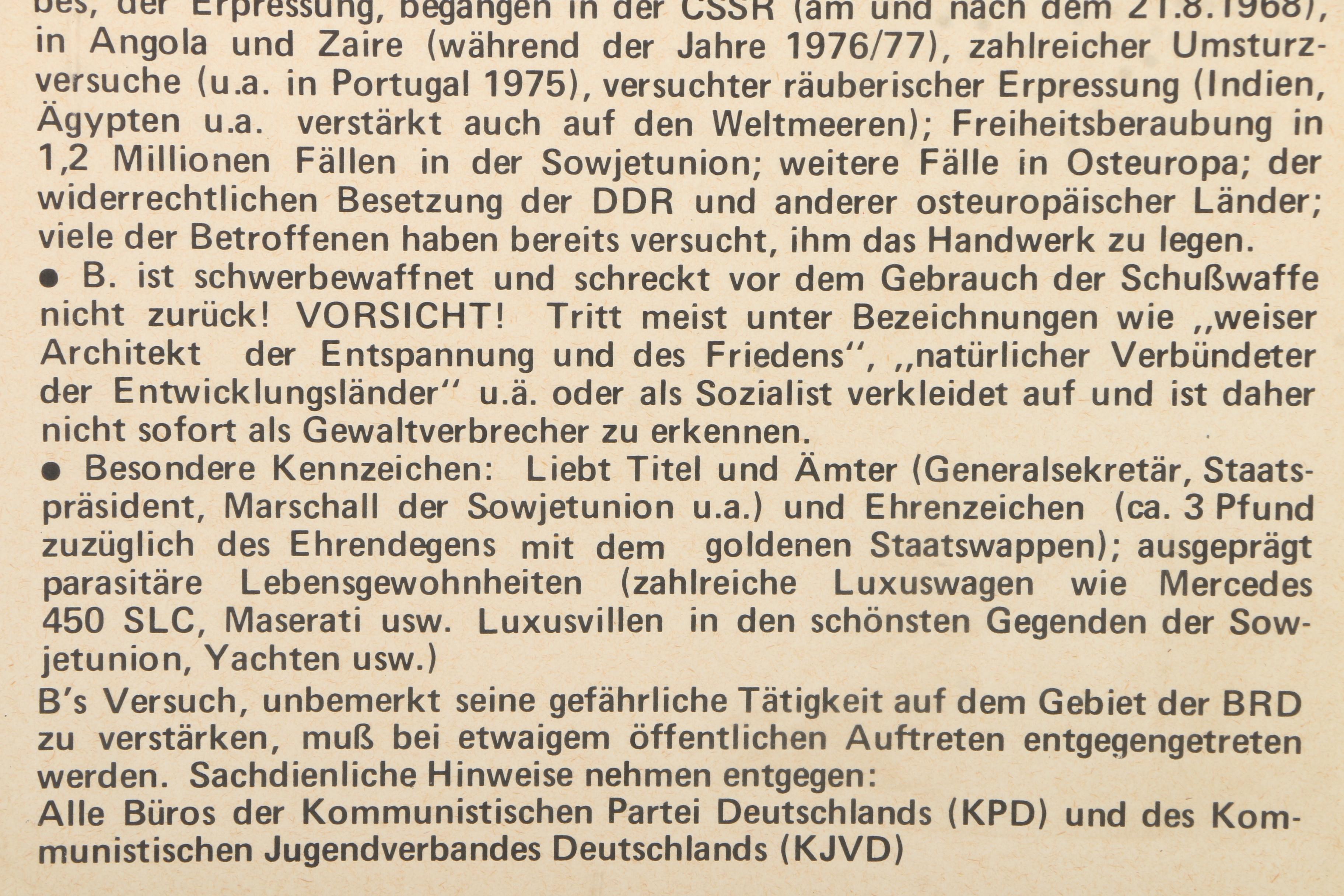 Cold War Era German Leonid Brezhnev Political Poster