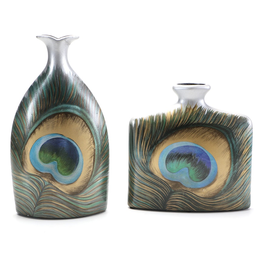 Peacock Themed Vases