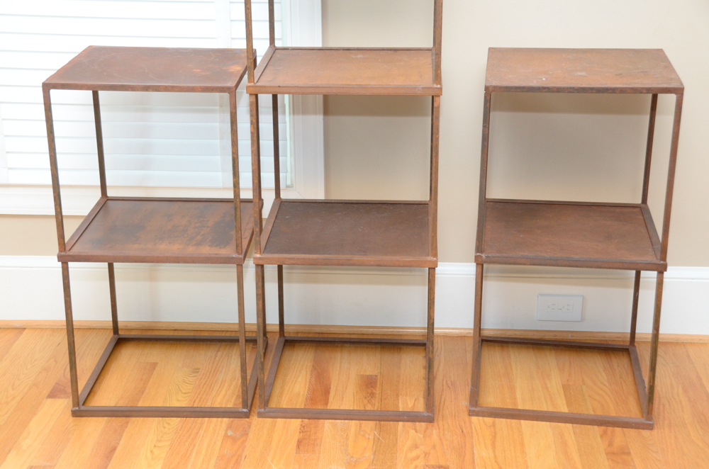 Modular Distressed Metal Shelves