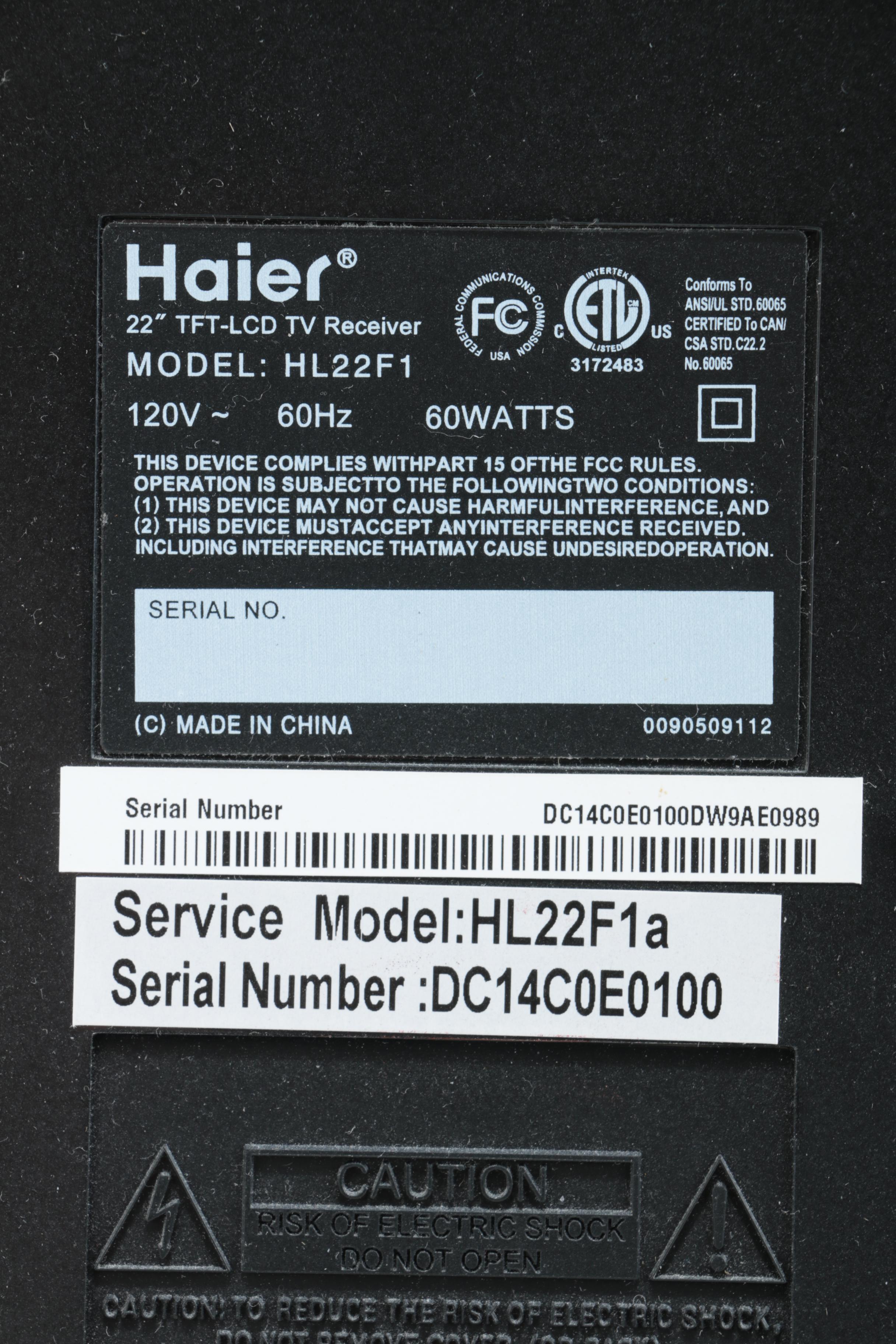 Haier 22" LCD Television with Built-In DVD Player