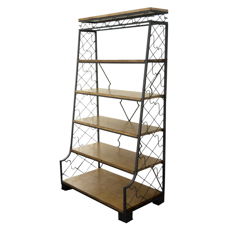 Tiered Wood and Metal Bookshelf