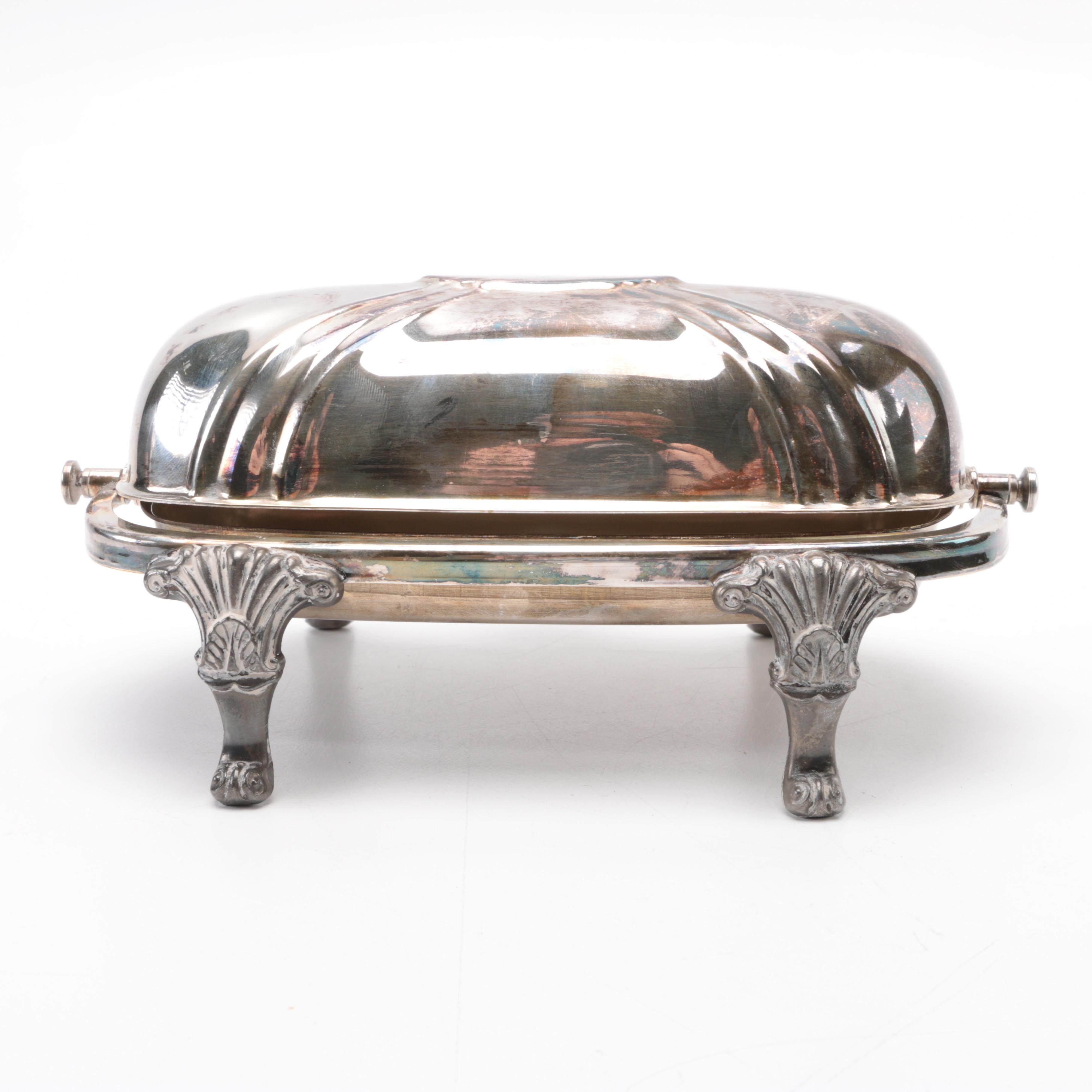 Poole Silver Plate Roll Top Butter Dish