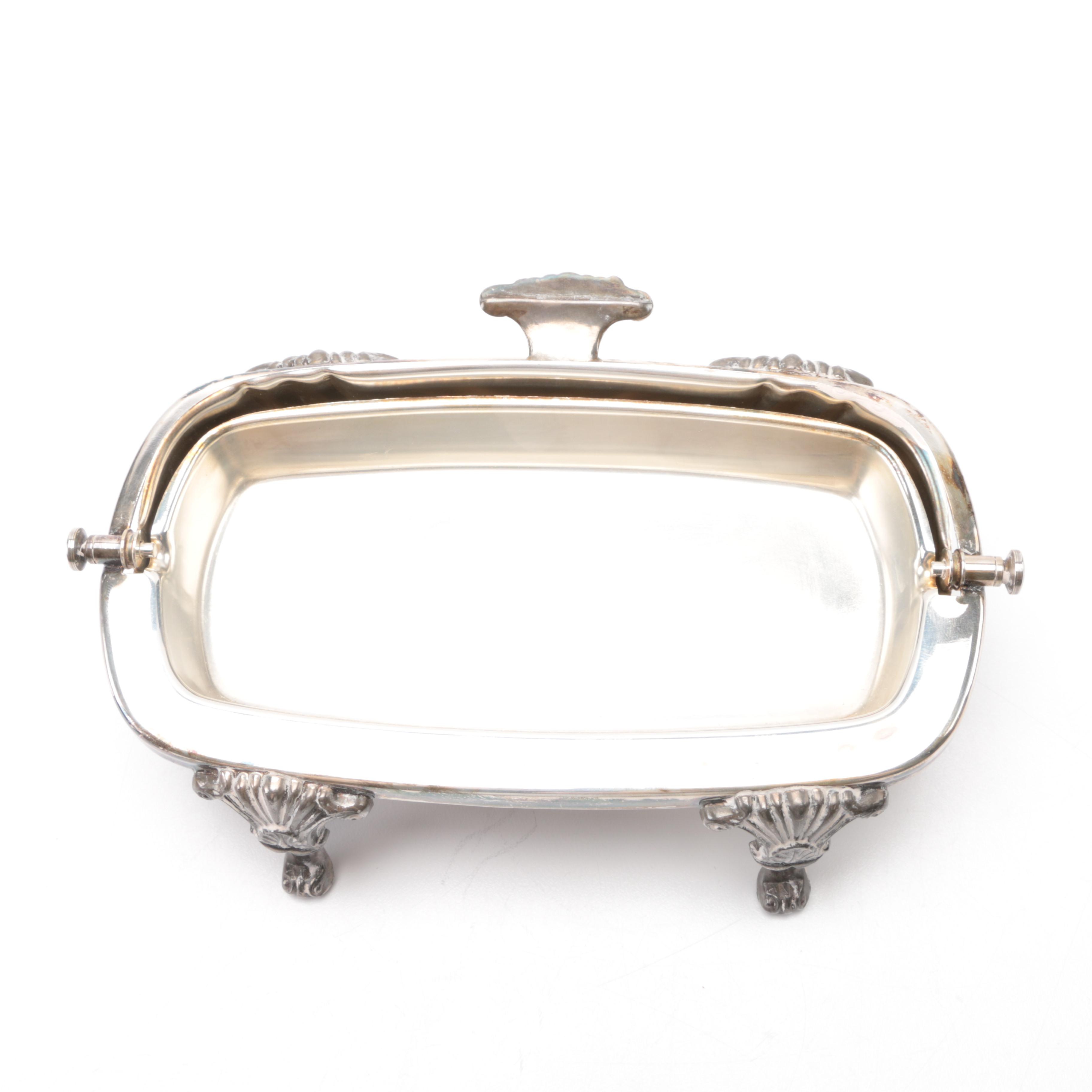 Poole Silver Plate Roll Top Butter Dish