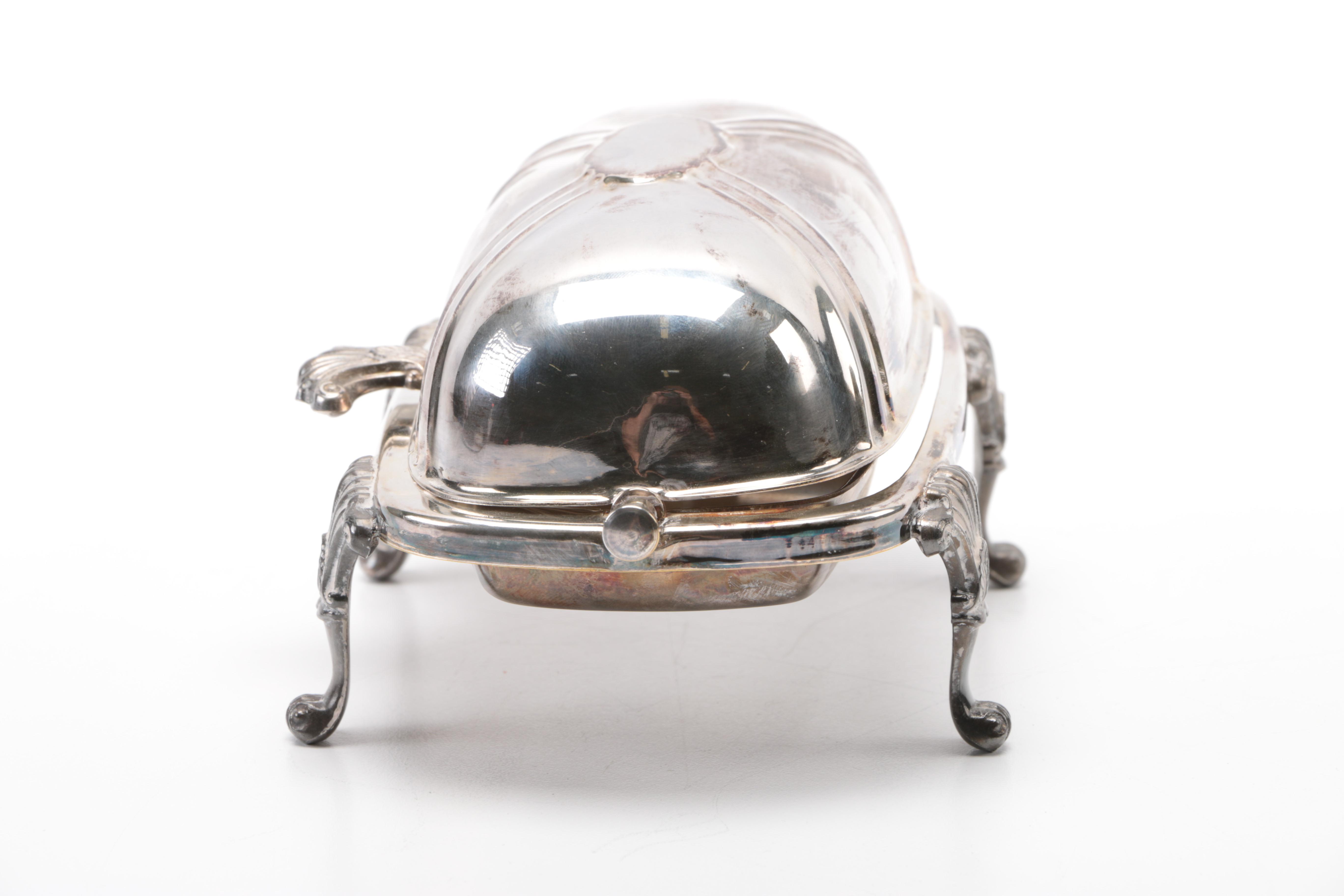 Poole Silver Plate Roll Top Butter Dish