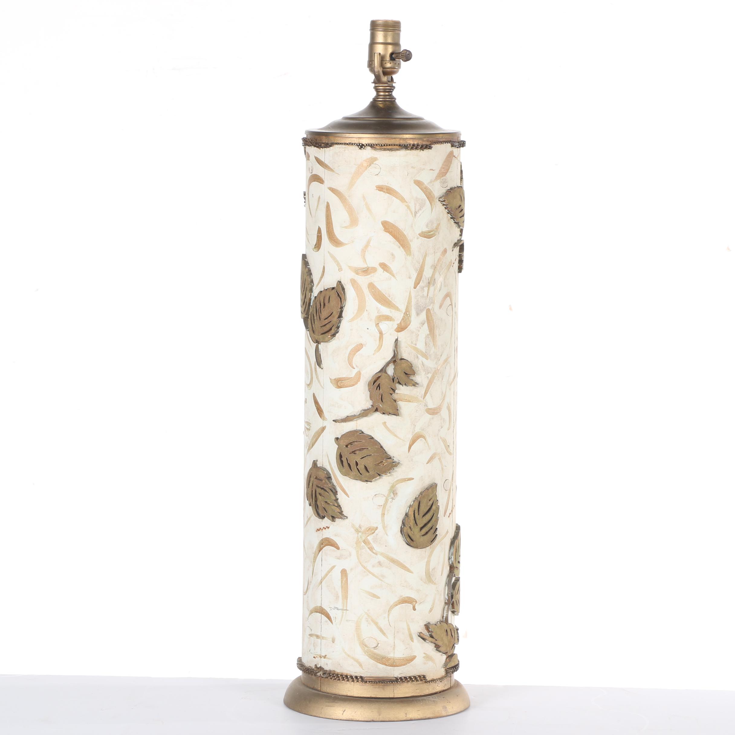 Brass and Wood Table lamp