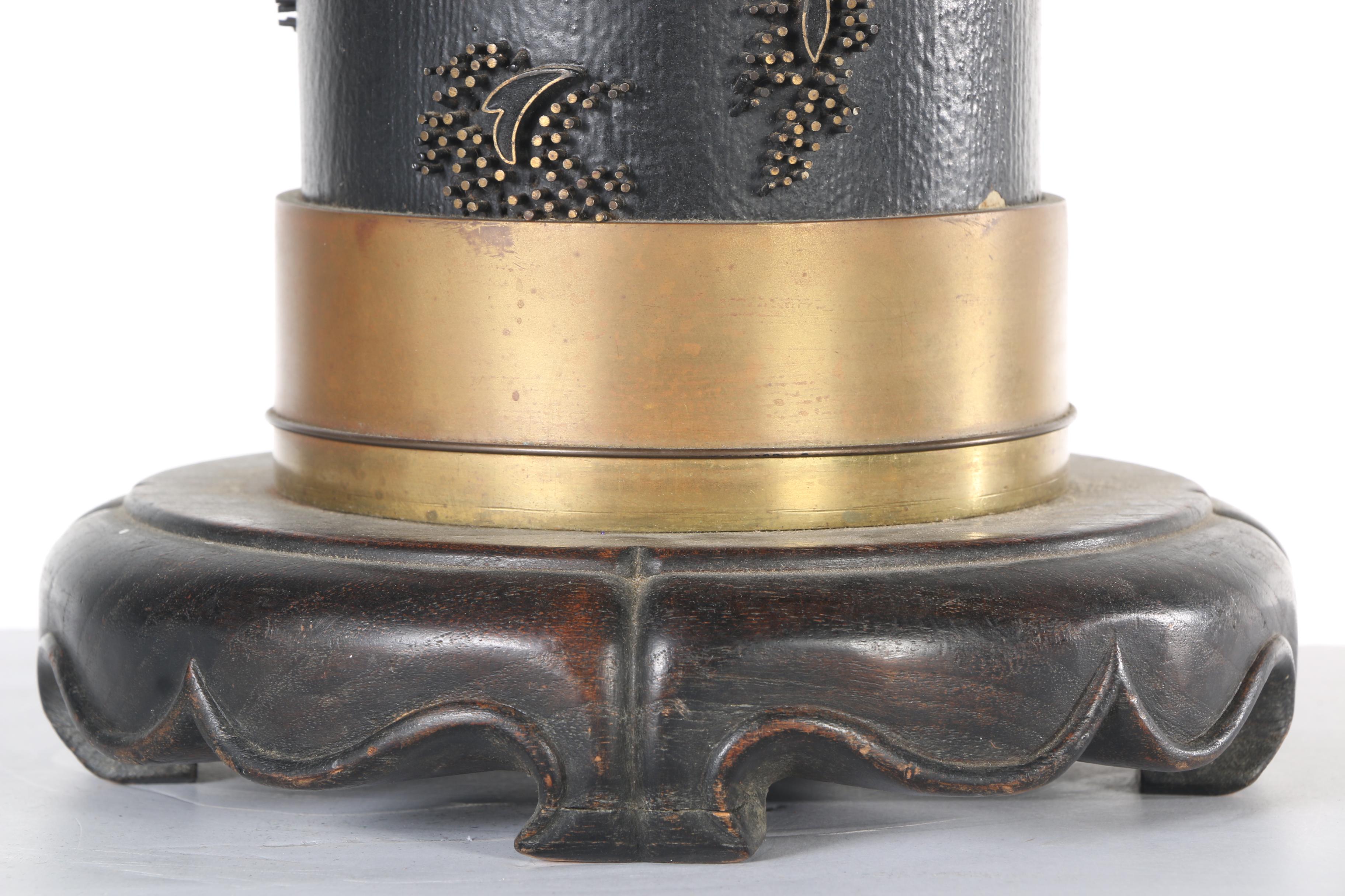 Blue Ceramic and Wood Table Lamp