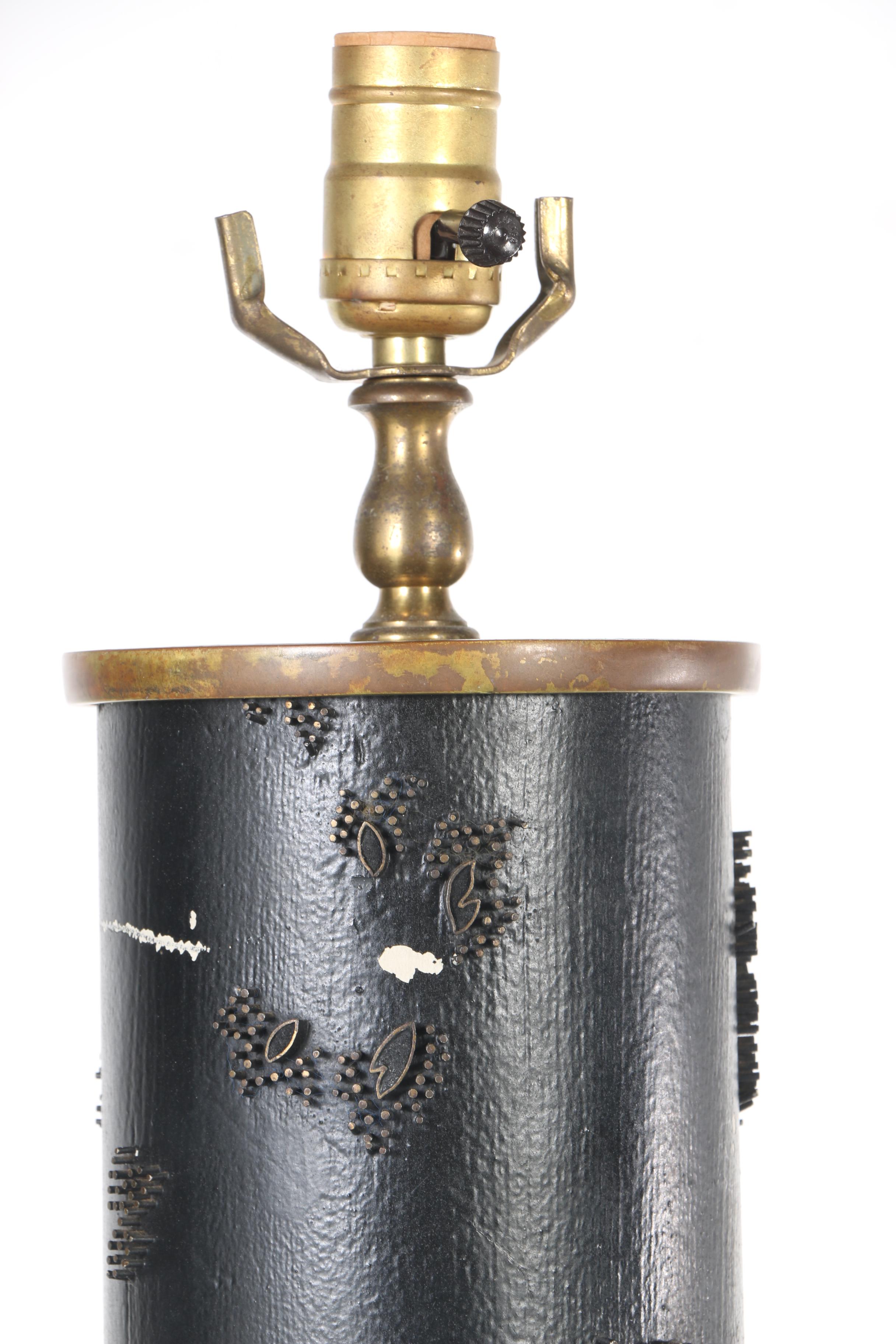 Blue Ceramic and Wood Table Lamp