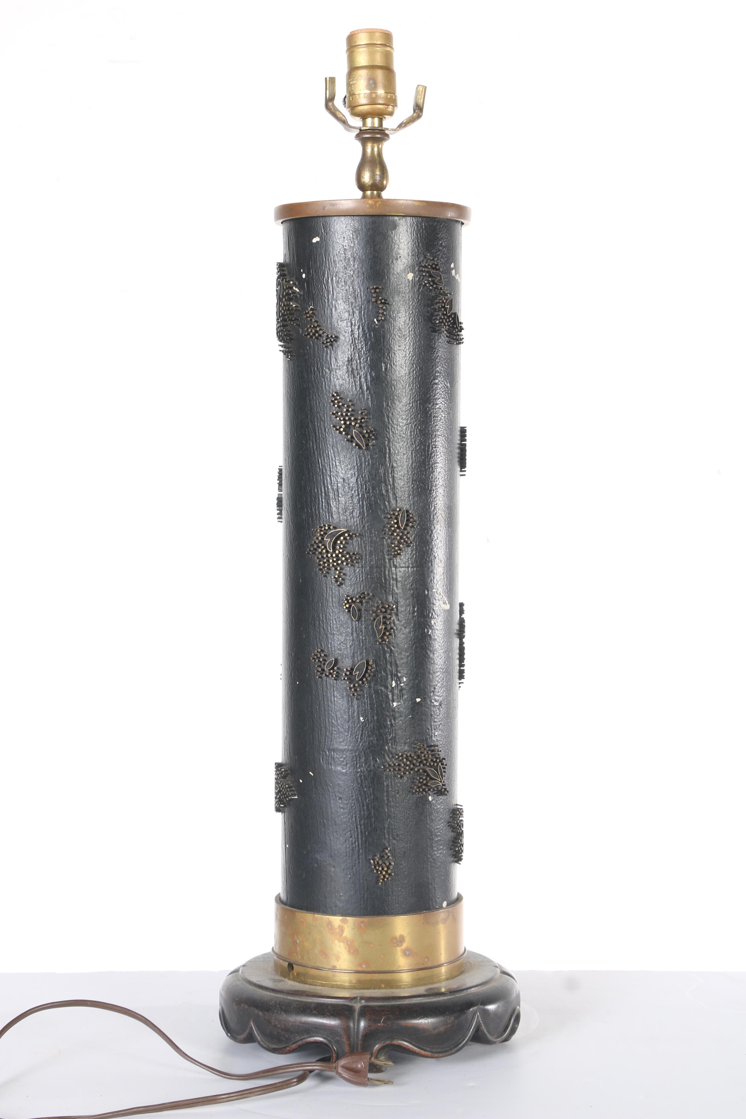 Blue Ceramic and Wood Table Lamp