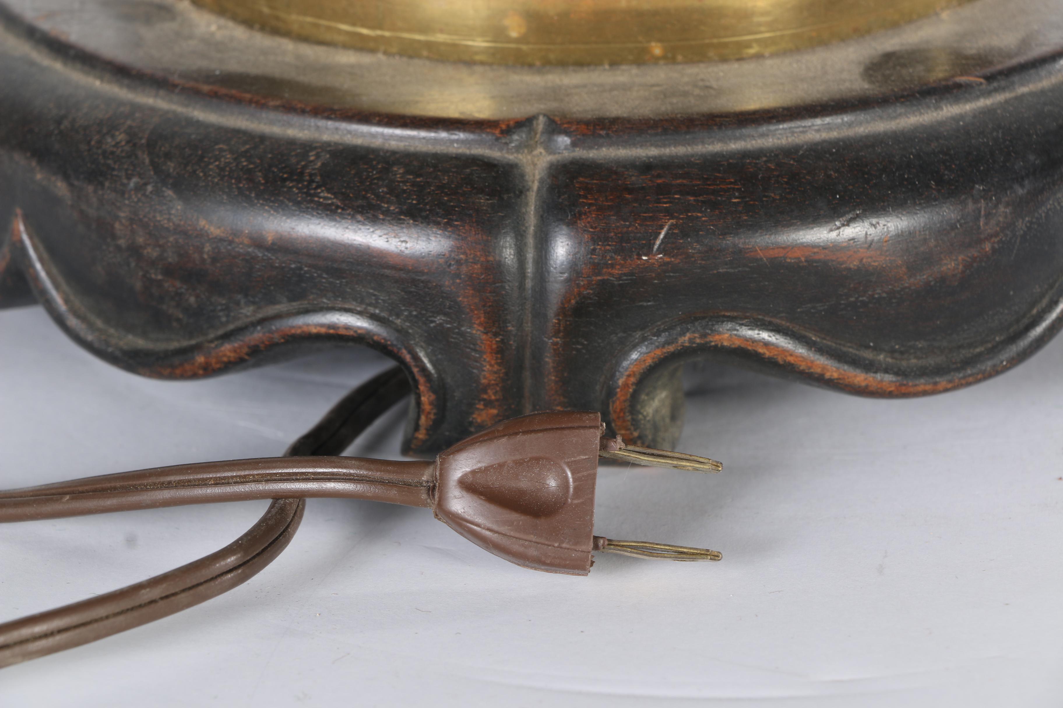 Blue Ceramic and Wood Table Lamp