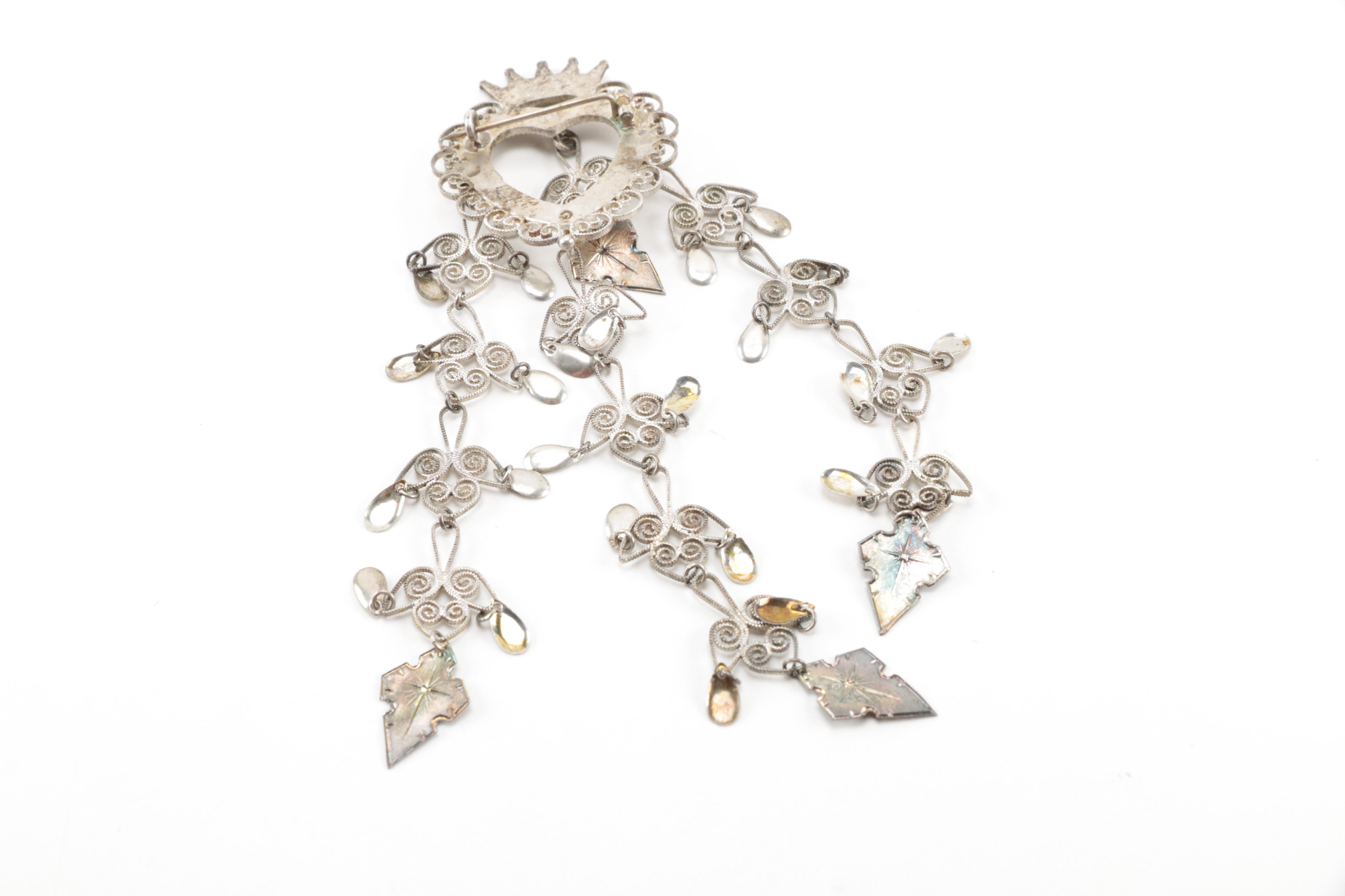 Assorted Coin Silver, 830 Silver and 800 Silver Jewelry Including Norwegian Wedding Jewelry