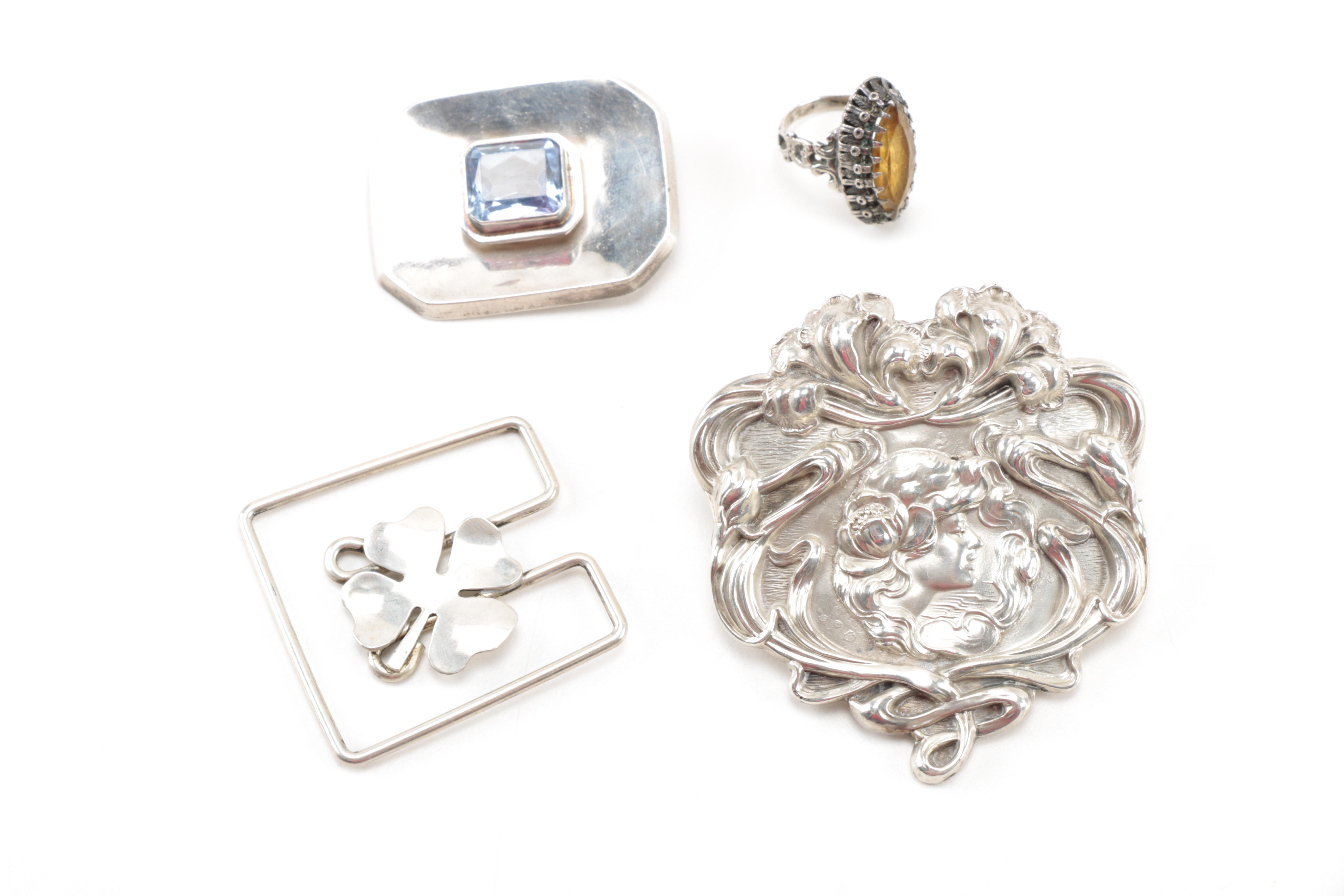 Vintage Sterling Silver Jewelry Including Victorian Silver Pieces