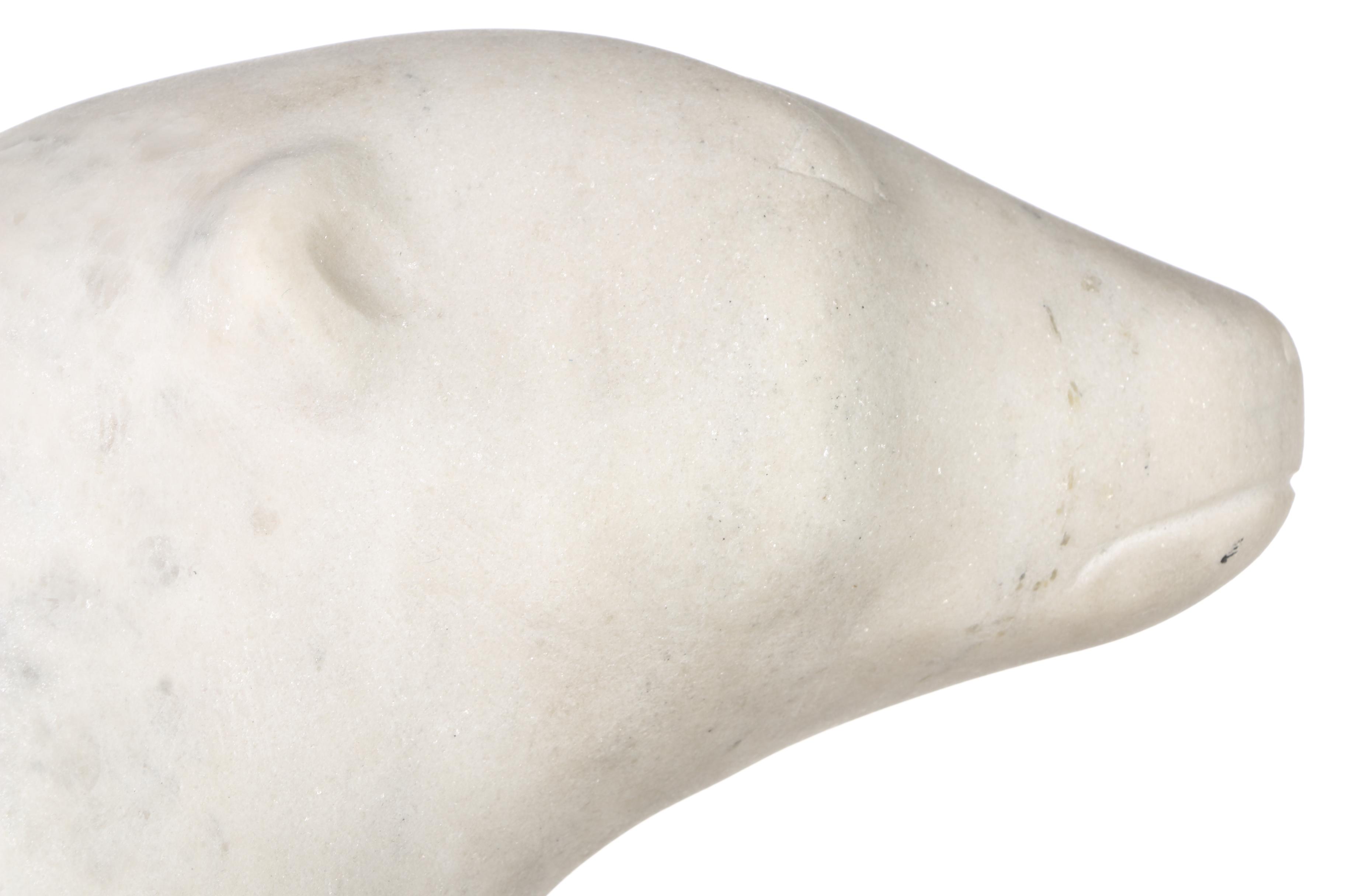 Carved White Marble Polar Bear Figure