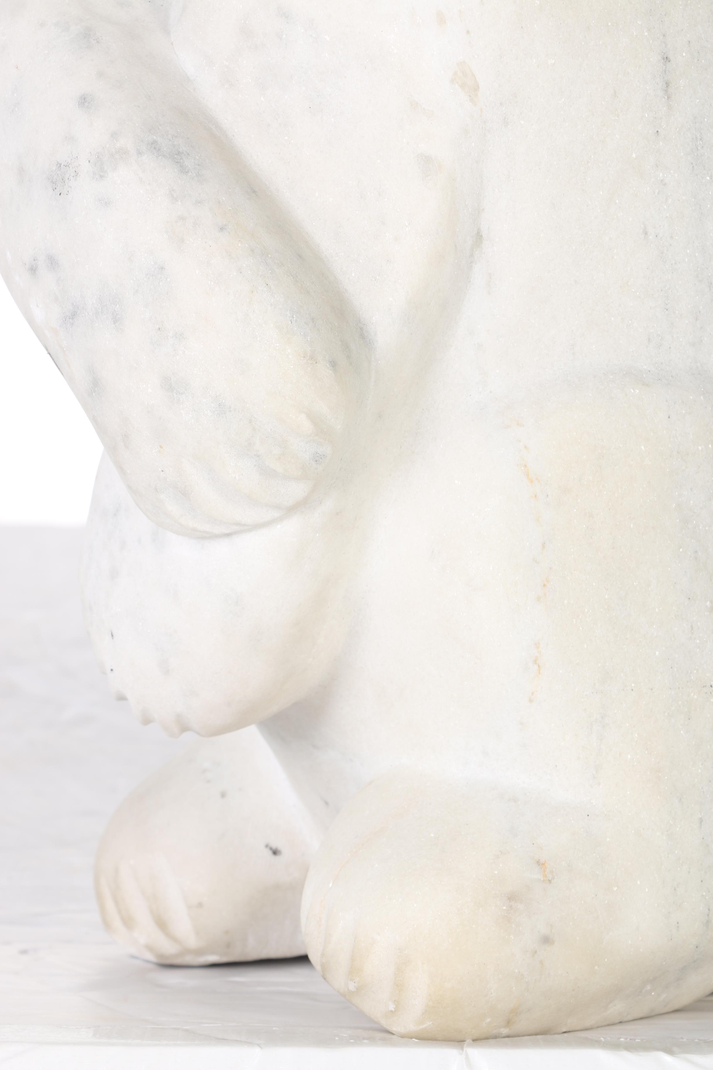 Carved White Marble Polar Bear Figure