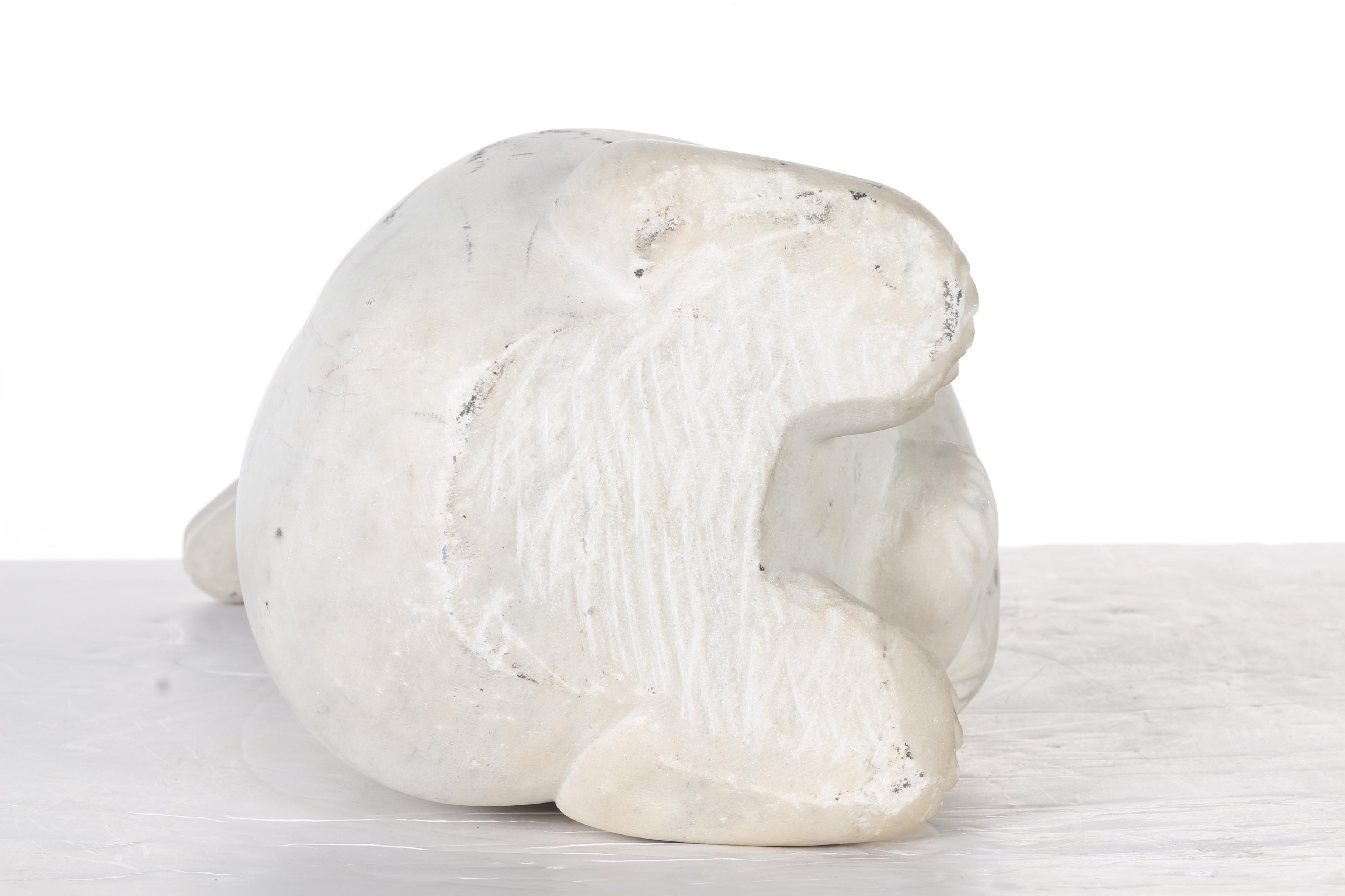 Carved White Marble Polar Bear Figure