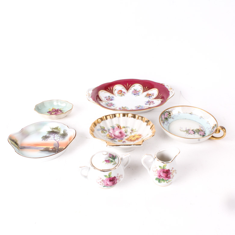 Collection of Assorted Vintage Porcelain Serveware including Noritake and T. Limoge