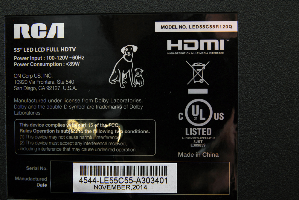 RCA 55" LED LCD High-Definition Television