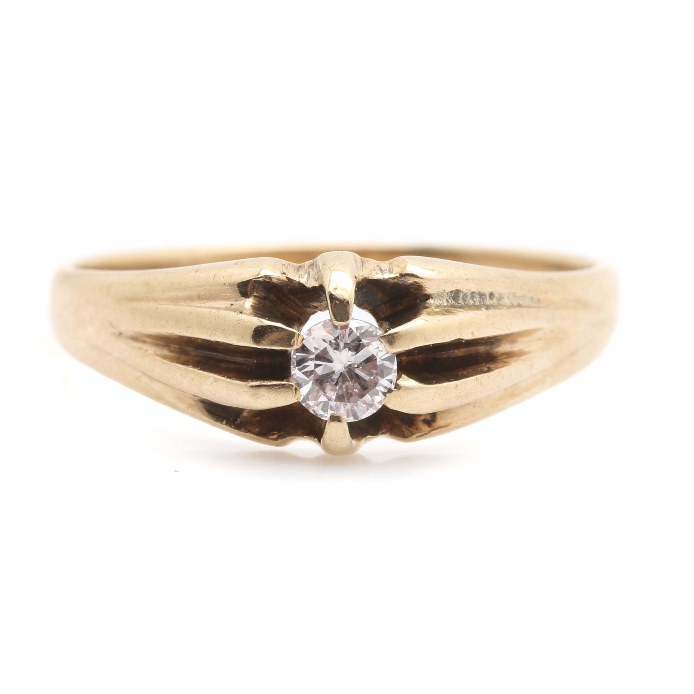 14K Yellow Gold Light Pink Diamond Ring