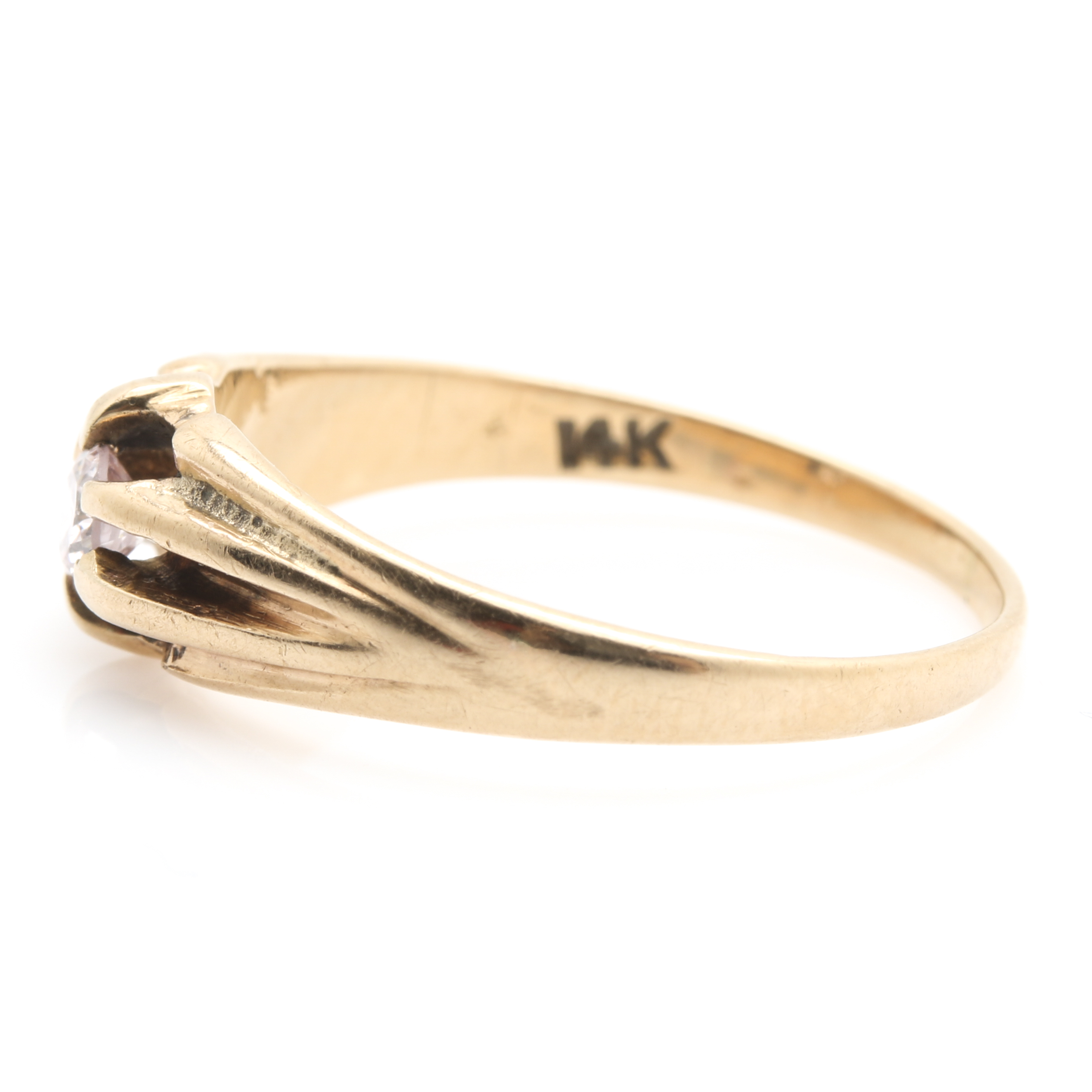 14K Yellow Gold Light Pink Diamond Ring