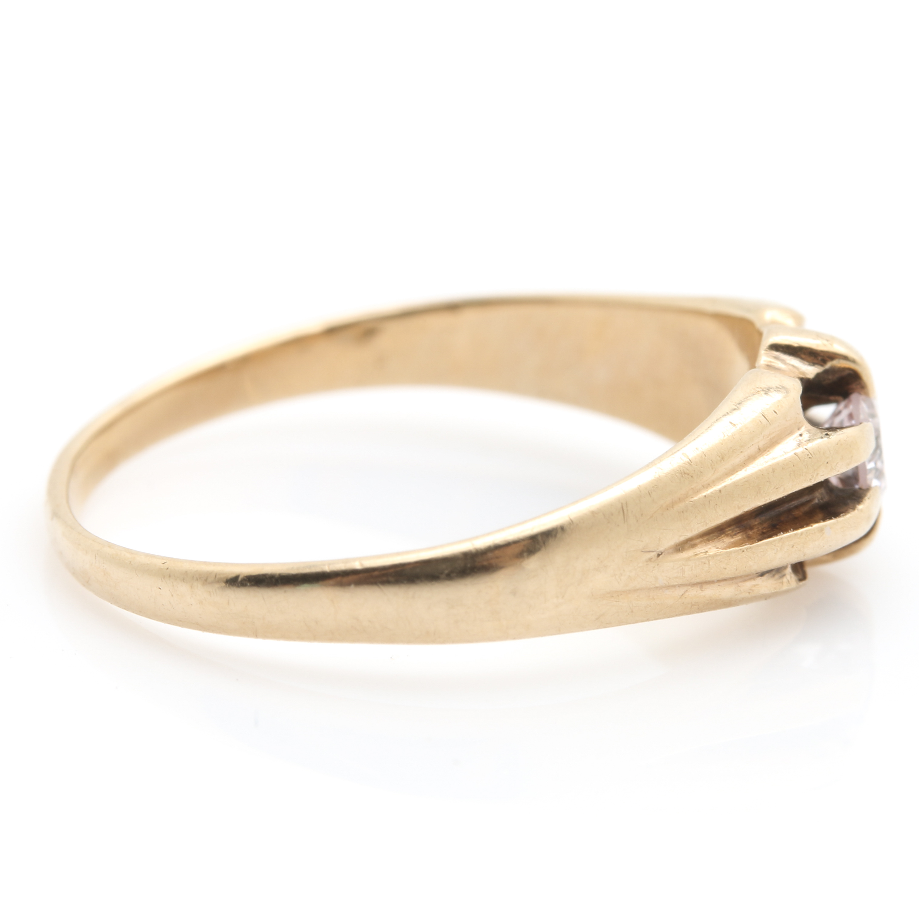 14K Yellow Gold Light Pink Diamond Ring
