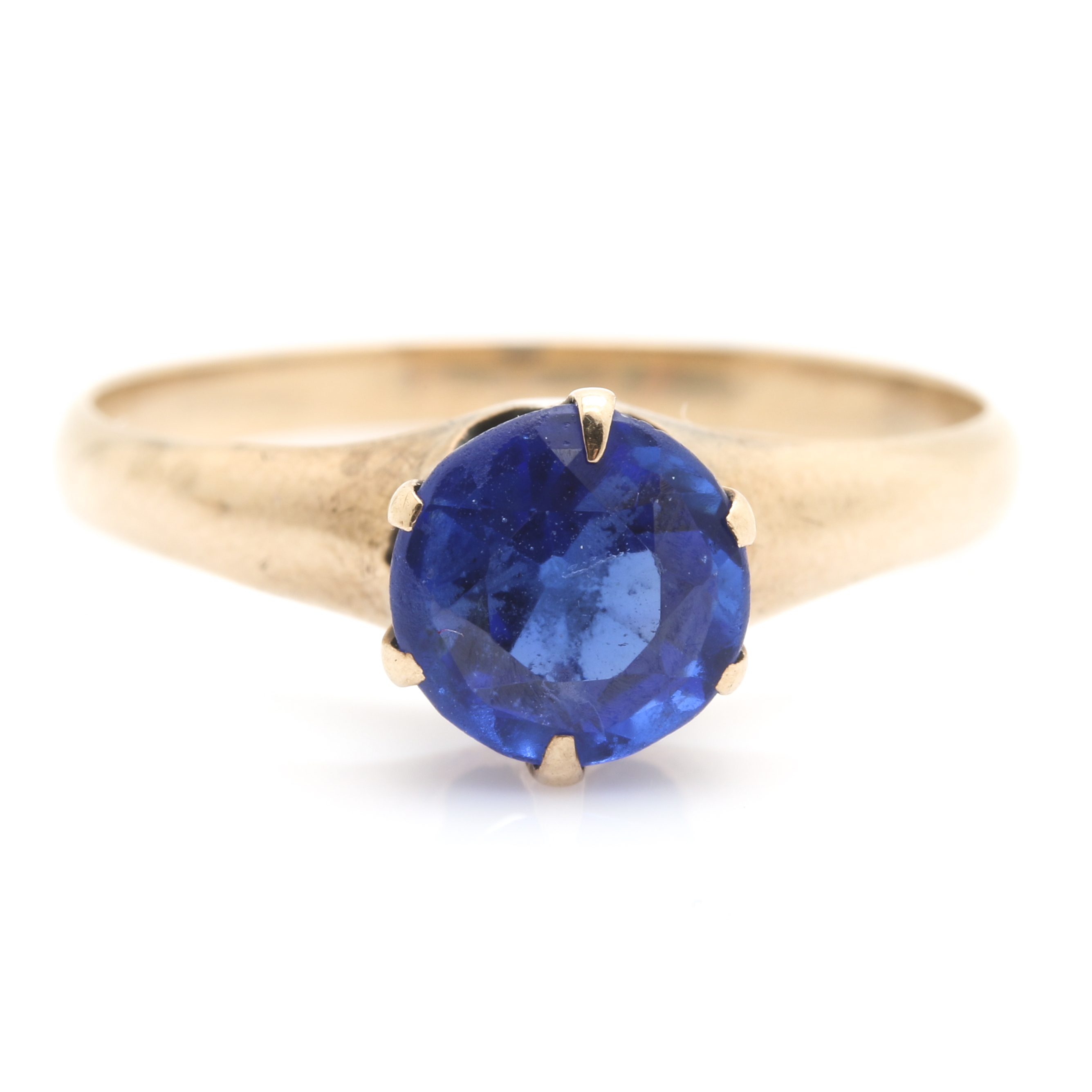 Pair of 10K Two Tone Gold Rings Featuring a Garnet Glass Doublet