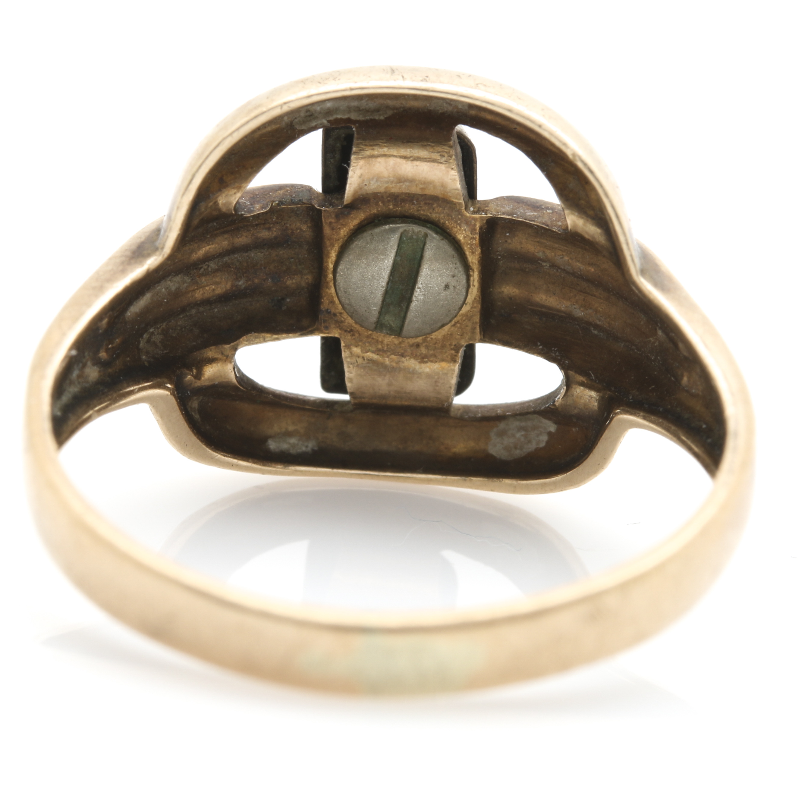 Pair of 10K Two Tone Gold Rings Featuring a Garnet Glass Doublet