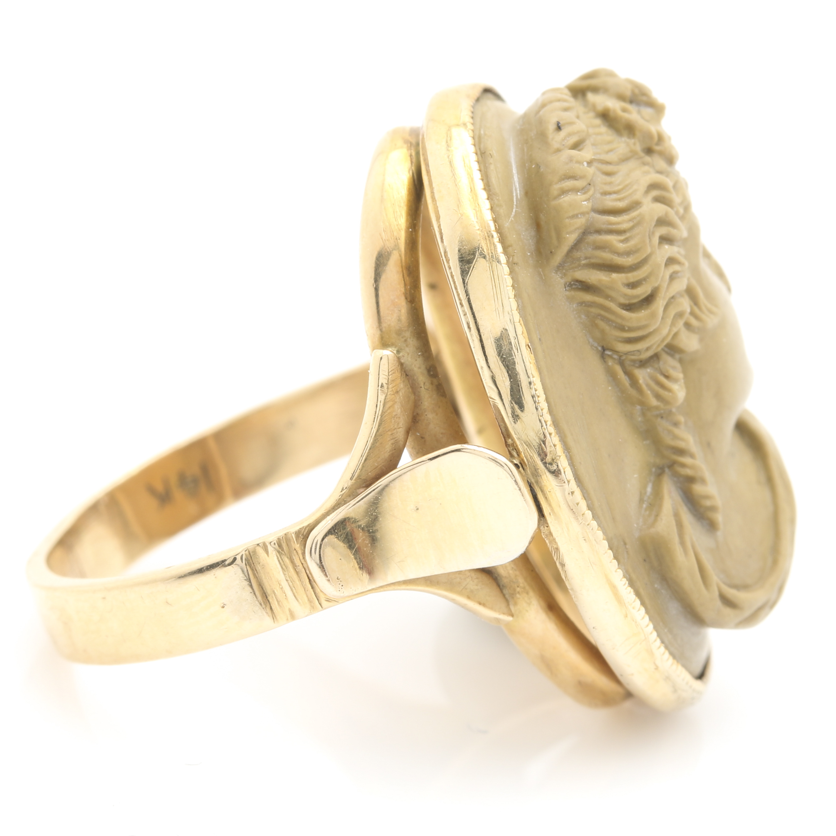 14K Yellow Gold Lava Cameo Ring