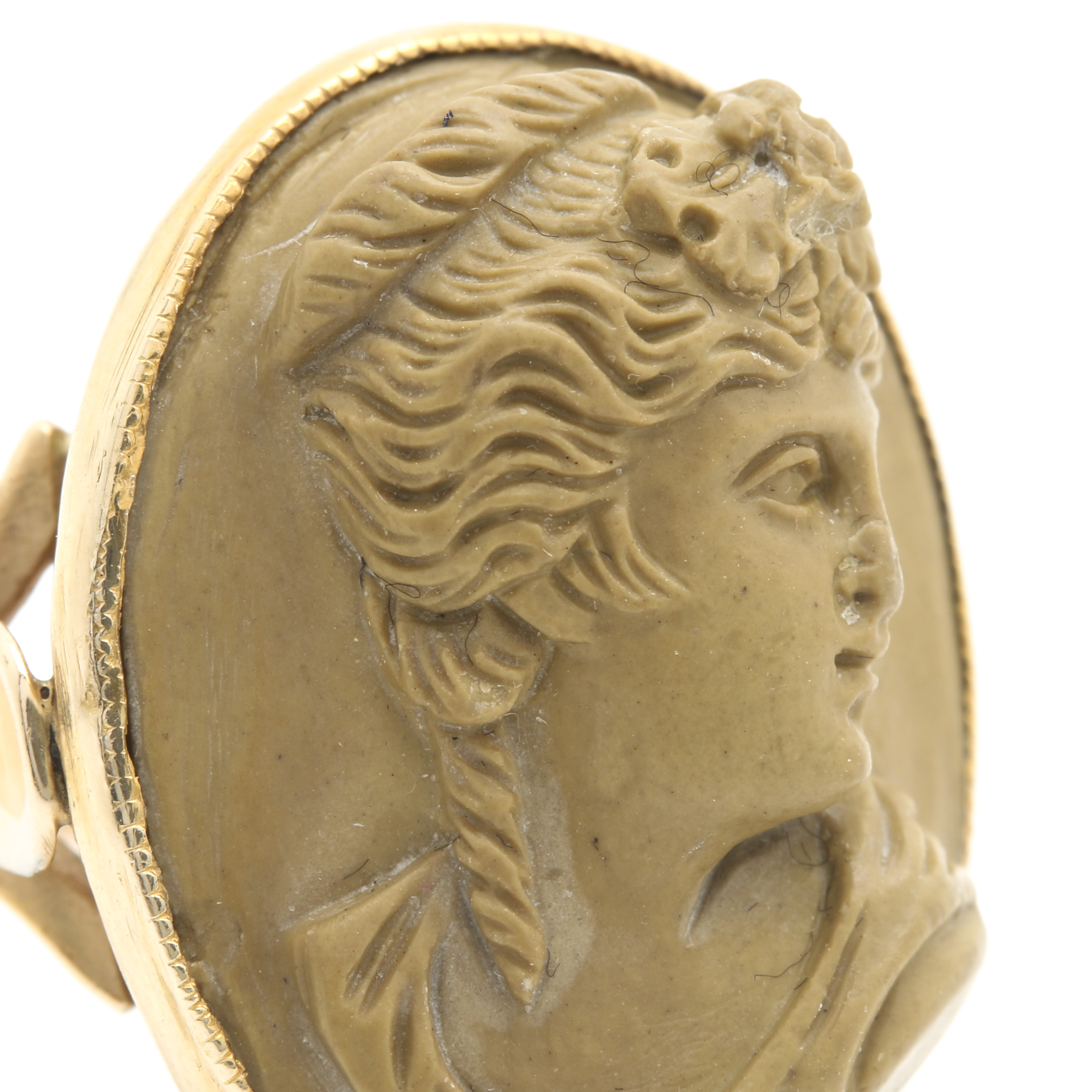14K Yellow Gold Lava Cameo Ring
