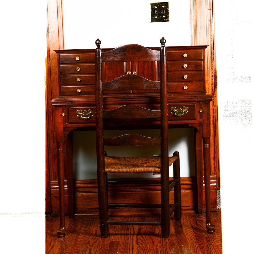 Flip-Top Secretary Desk with Ladder-Back Chair