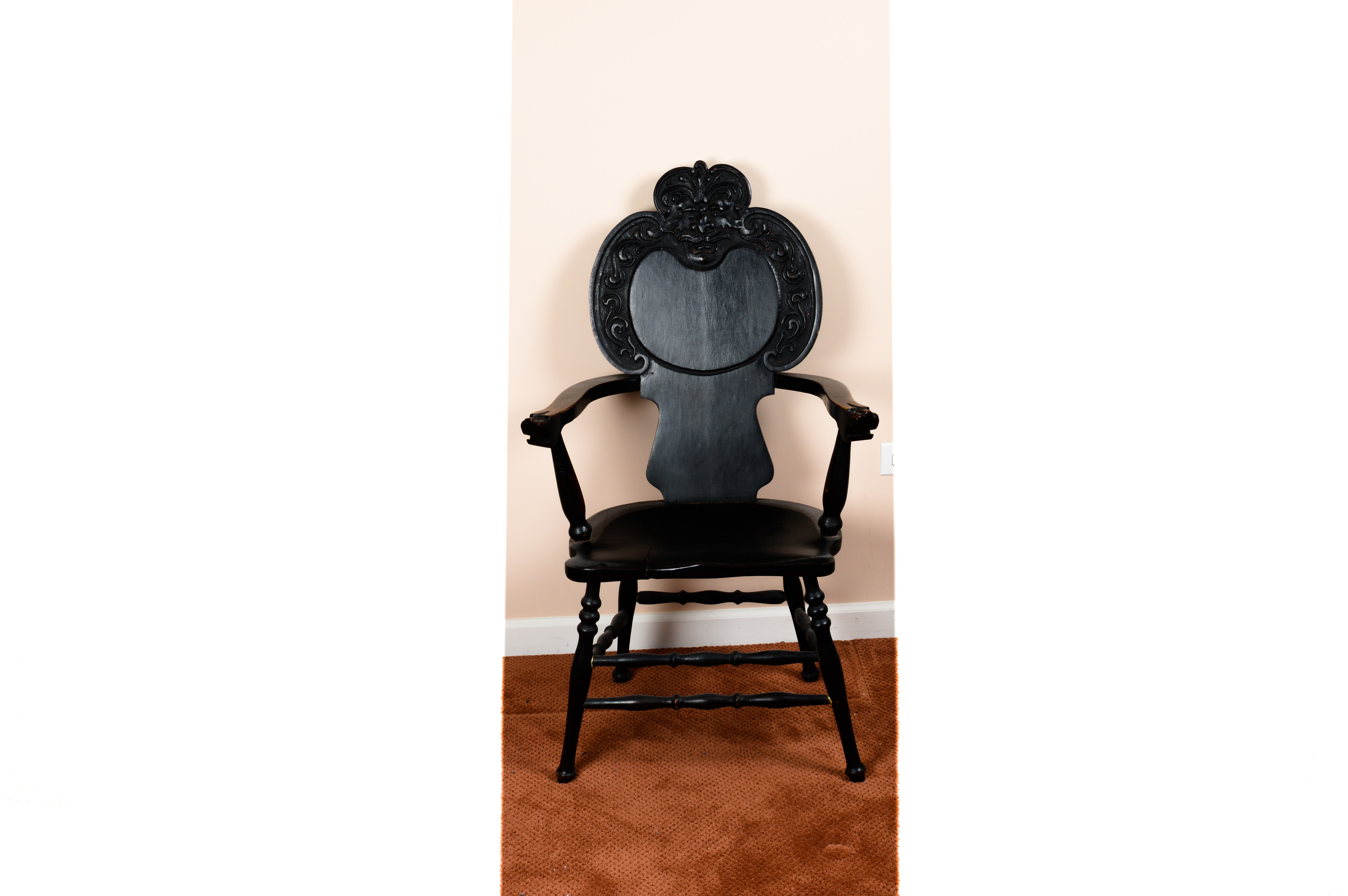 Carved "North Wind" Wooden Hall Chair