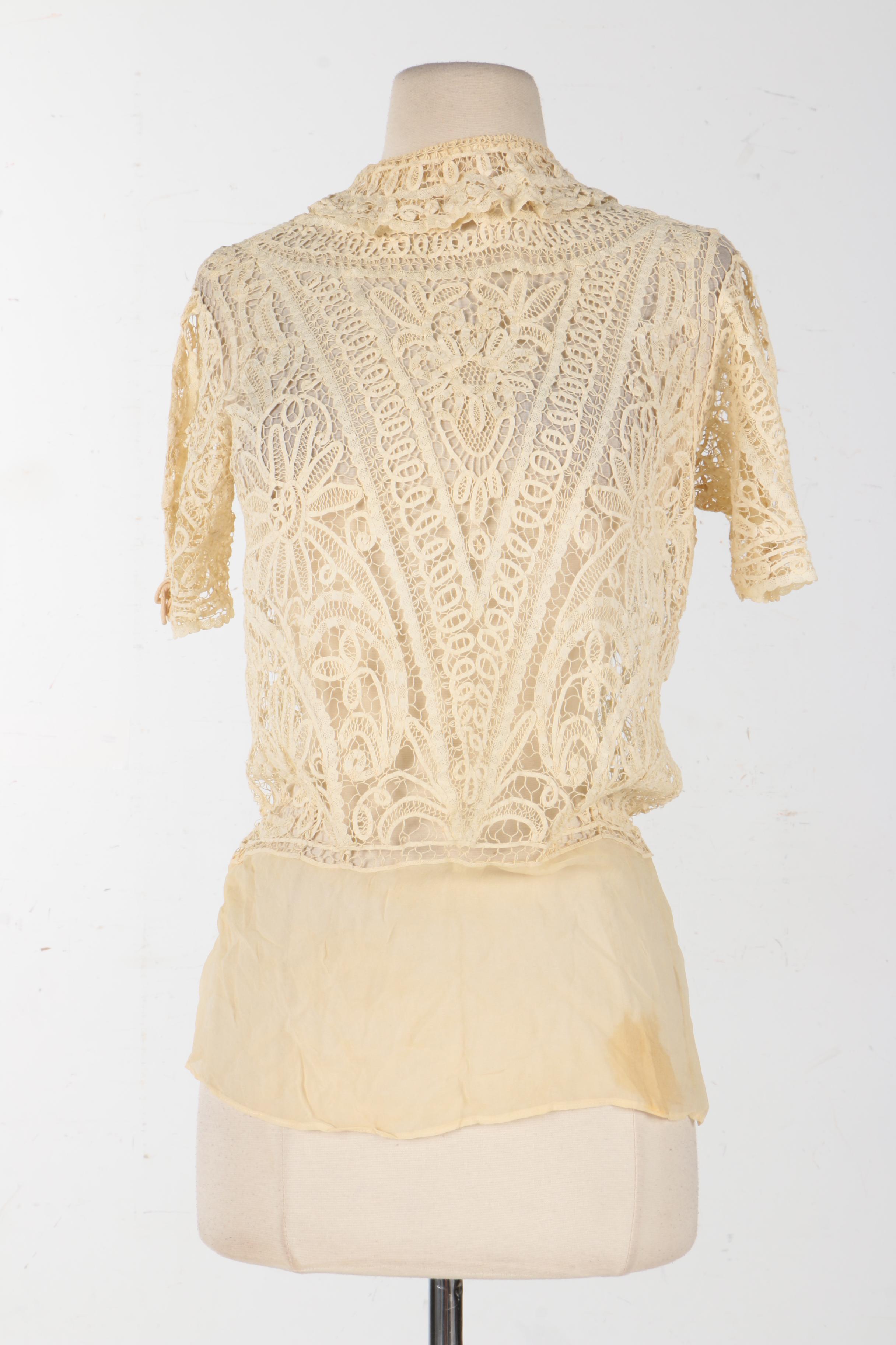 Vintage Cream Lace Women's Blouse