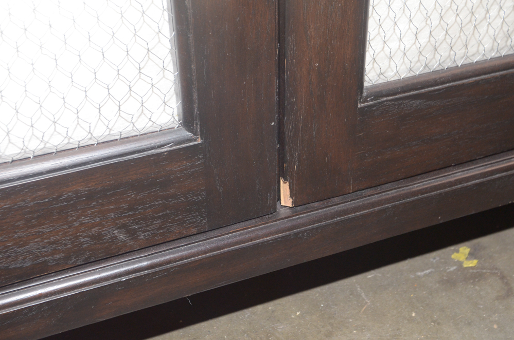 Two-Door Storage Cabinet With Wire Mesh and Fabric Panels