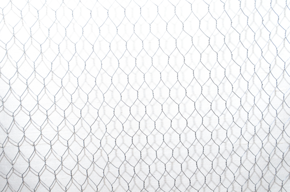 Two-Door Storage Cabinet With Wire Mesh and Fabric Panels