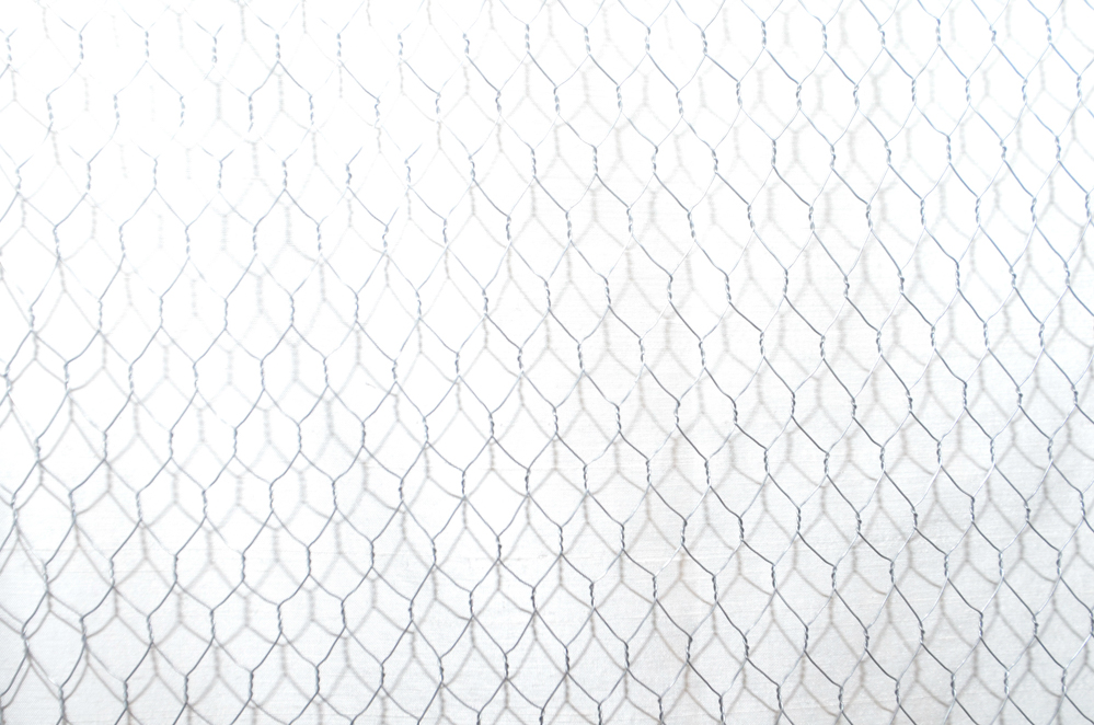 Two-Door Storage Cabinet With Wire Mesh and Fabric Panels