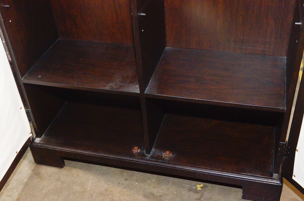 Two-Door Storage Cabinet With Wire Mesh and Fabric Panels