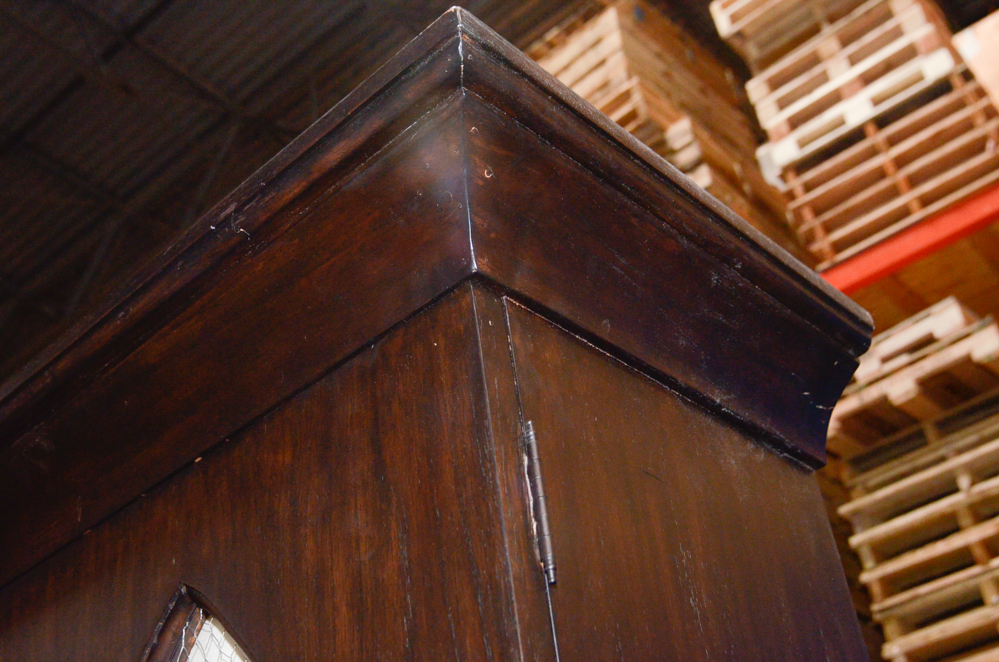 Two-Door Storage Cabinet With Wire Mesh and Fabric Panels