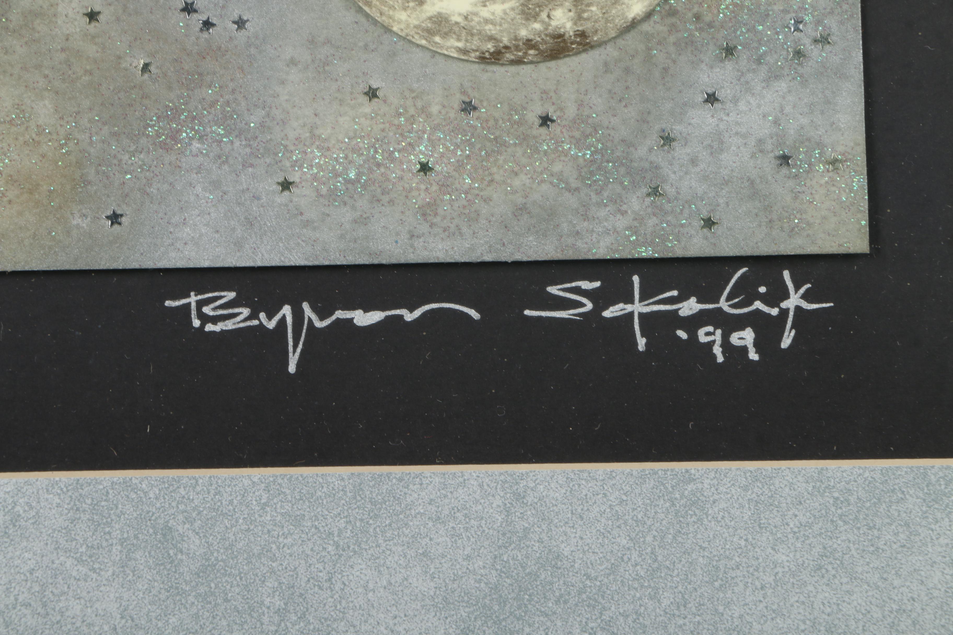 Byron Sokolik Mixed Media Collage of the Moon