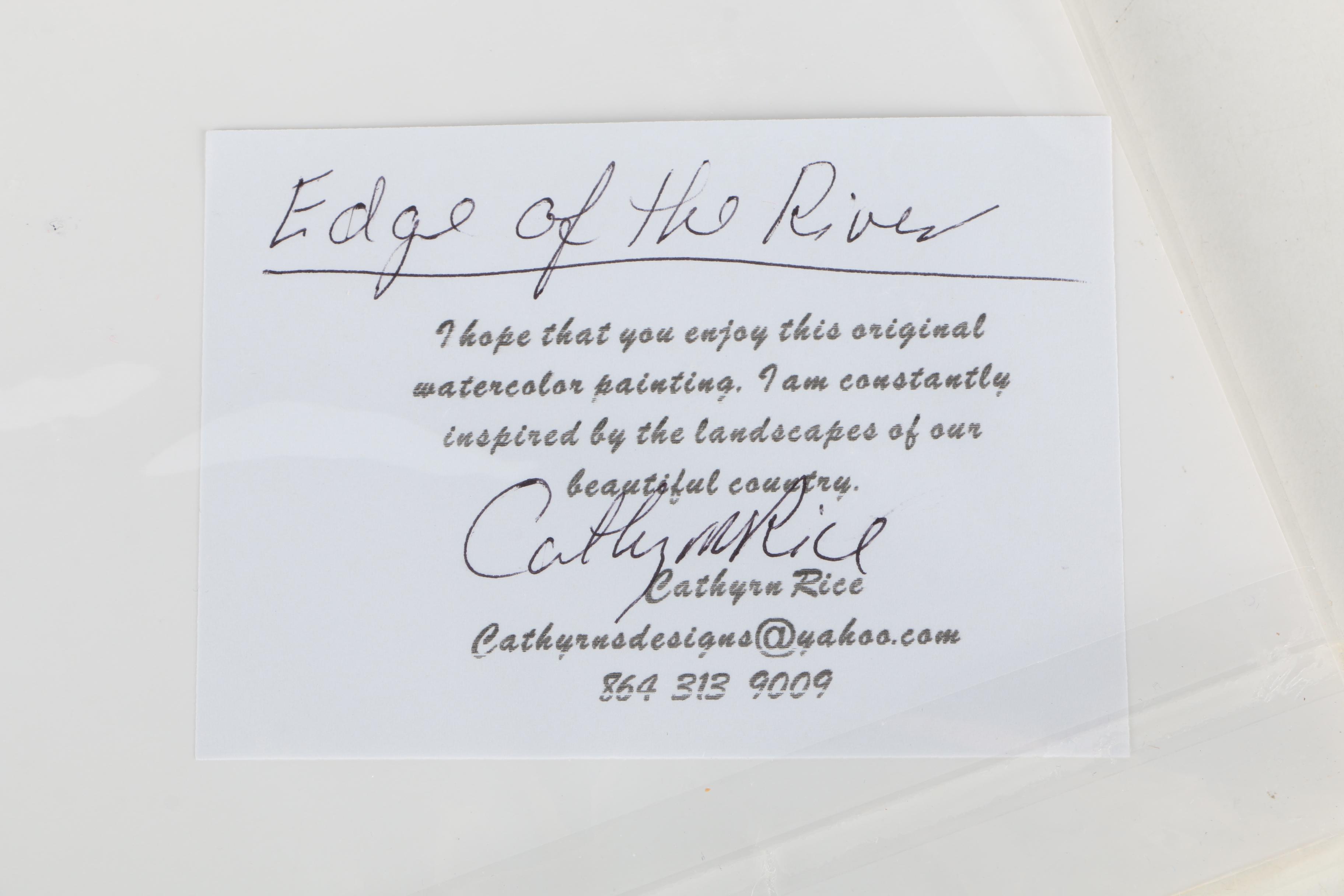 Cathy Rice Watercolor Paintings "Edge of the River" and "Tumbling Creek"