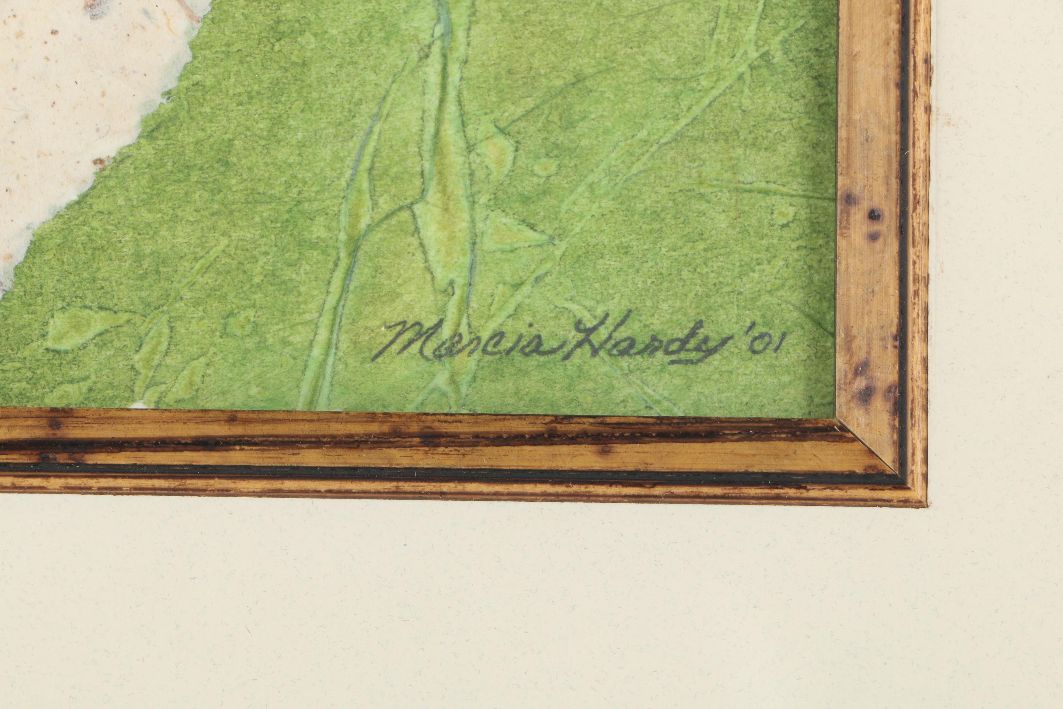 Marcia Hardy 2001 Torn Paper Collage of Starry Mountain Landscape