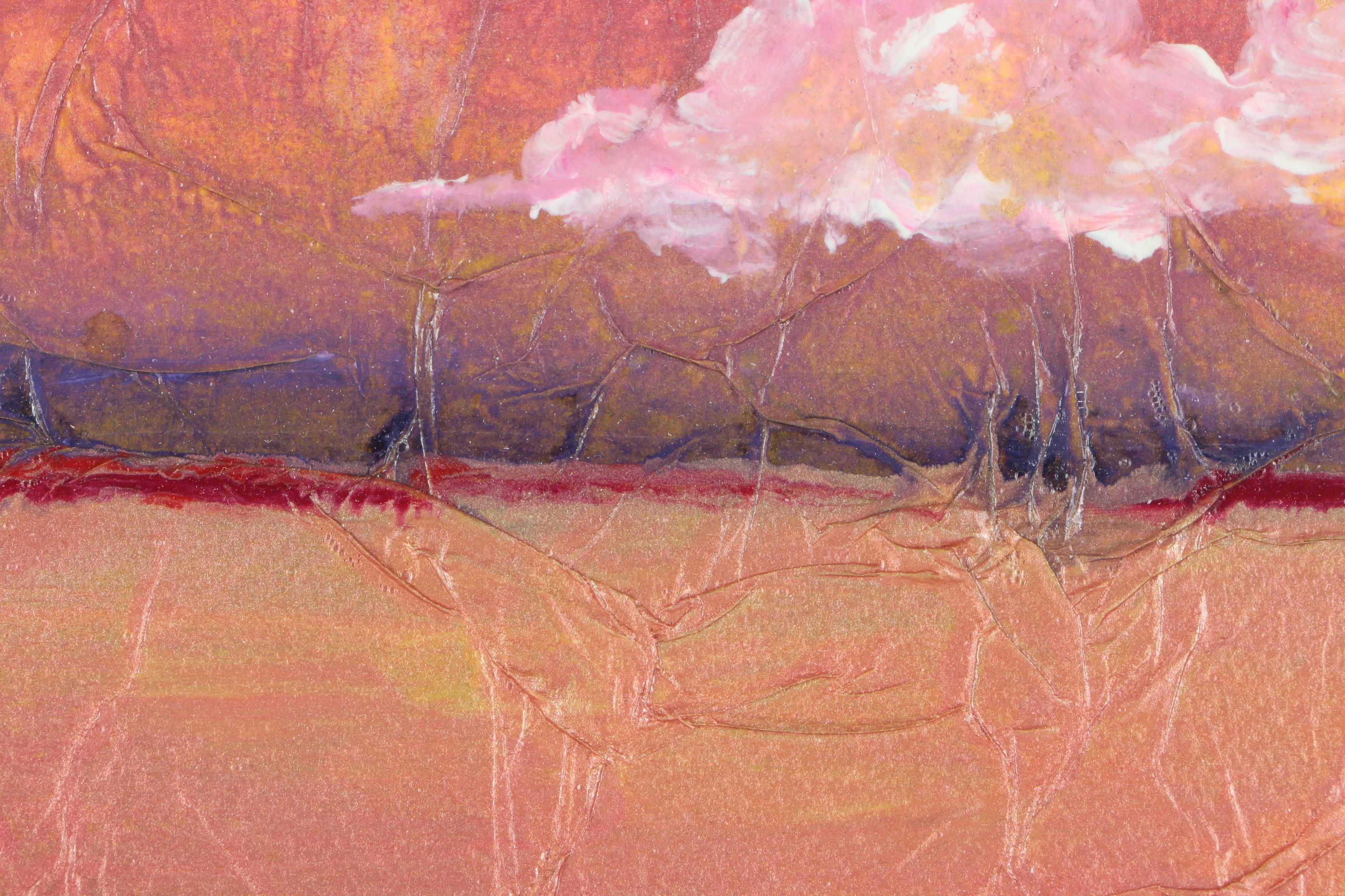 J. Gossman Mixed Media Painting on Paper of Clouds Over a Horizon